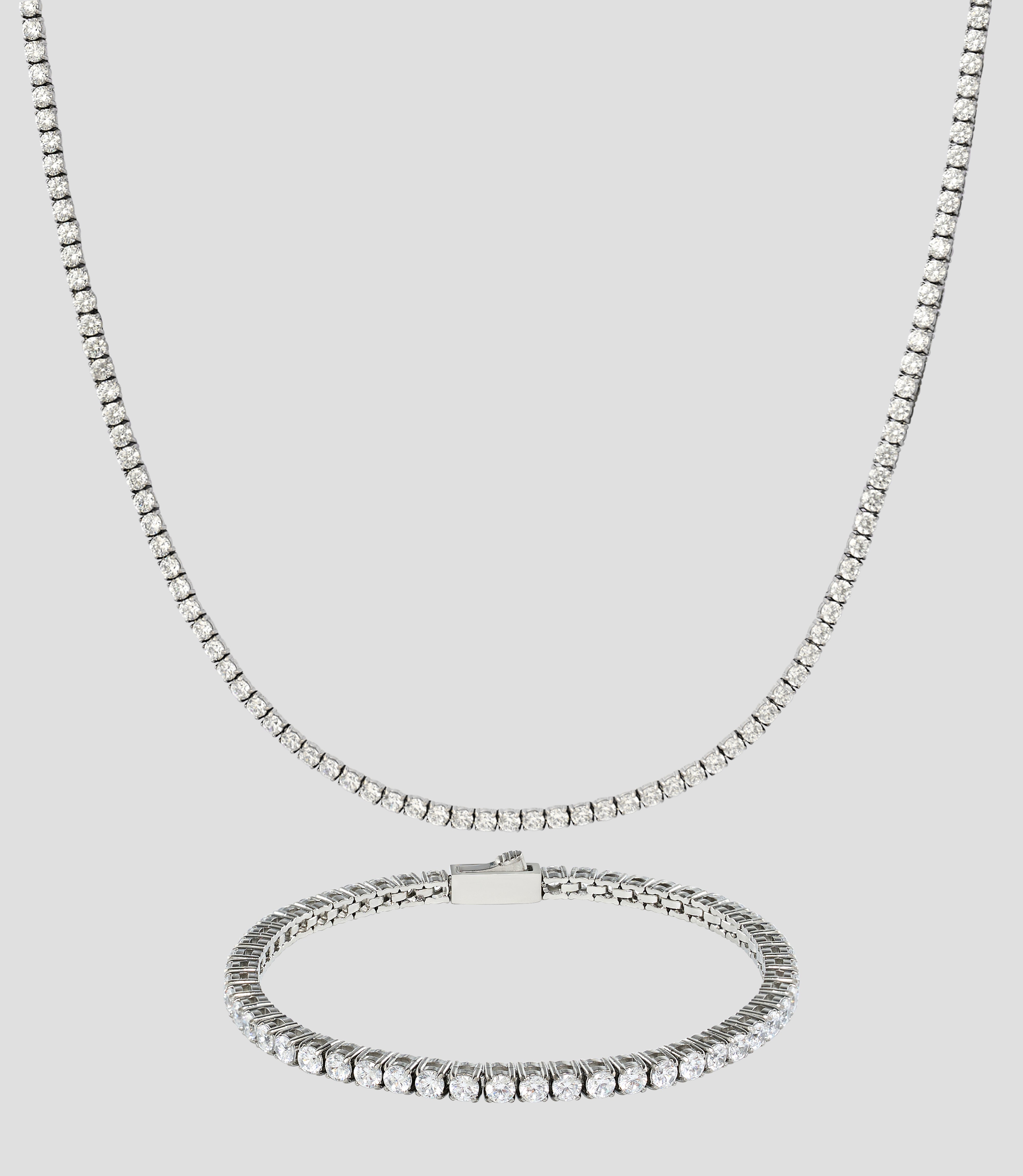 Bracciale e catena da tennis in argento