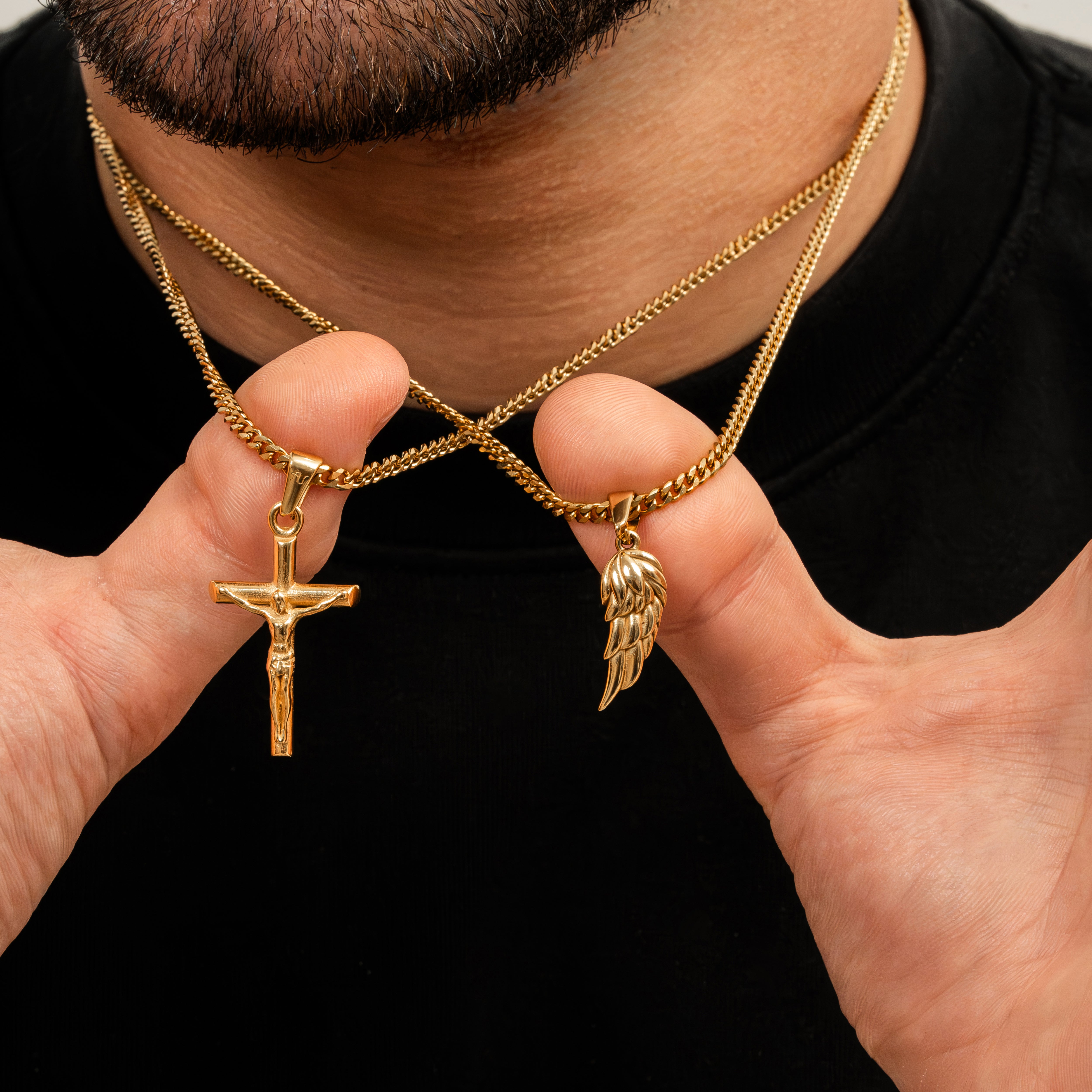 Gold Wing Gold Cross Necklace