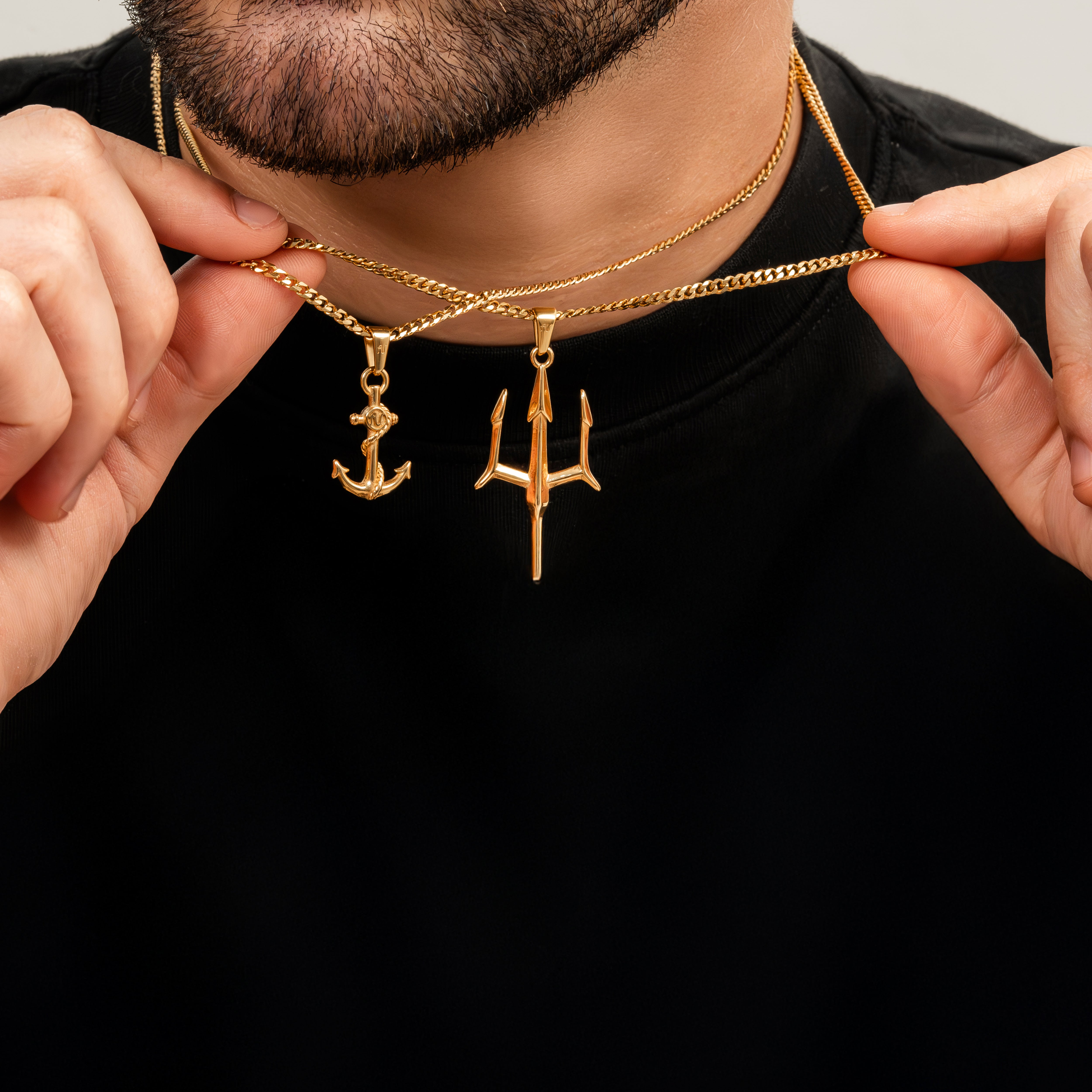 Gold Trident Necklace Gold Anchor Necklace