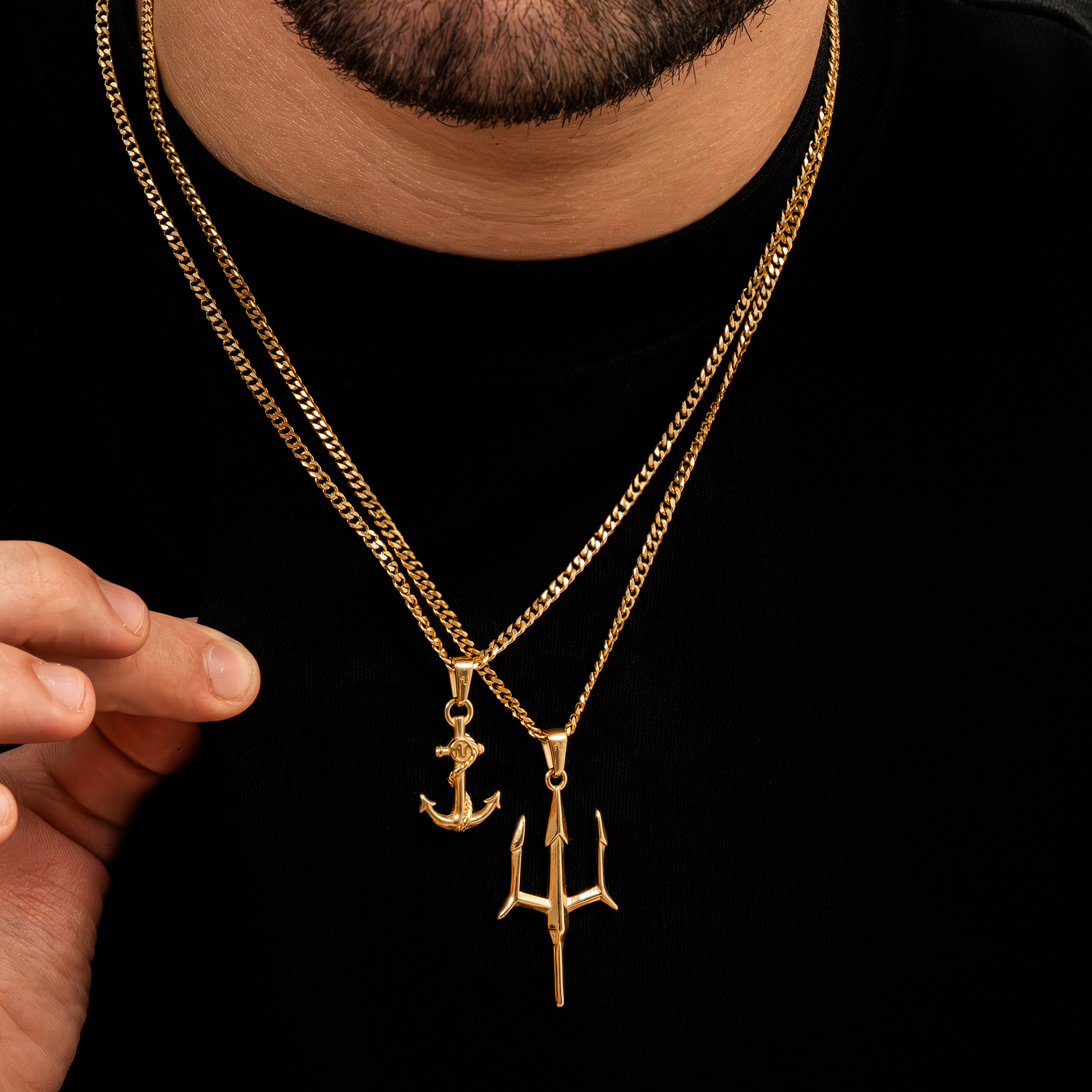 Gold Trident Necklace Gold Anchor Necklace