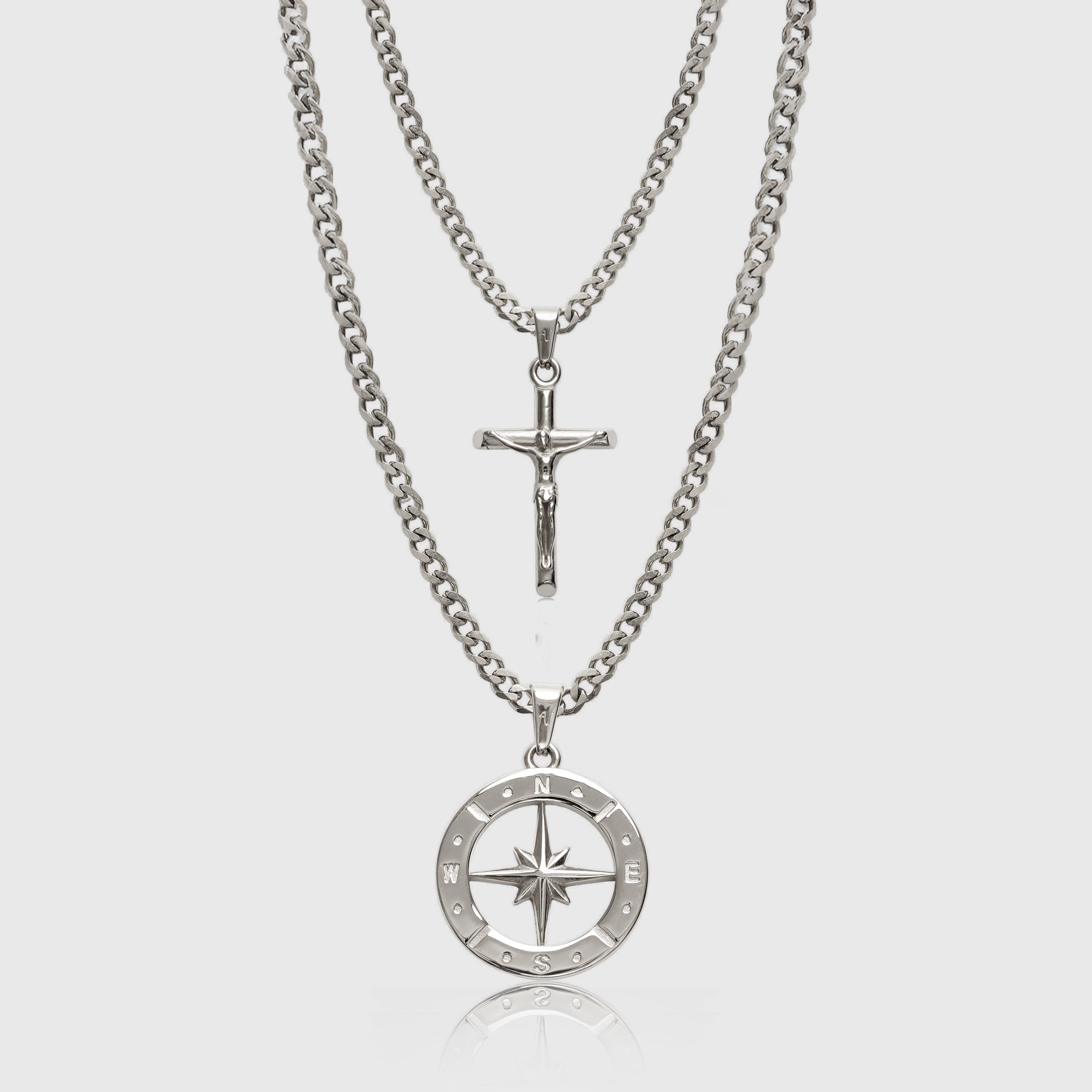 Silver North Star Necklace Silver Cross Necklace