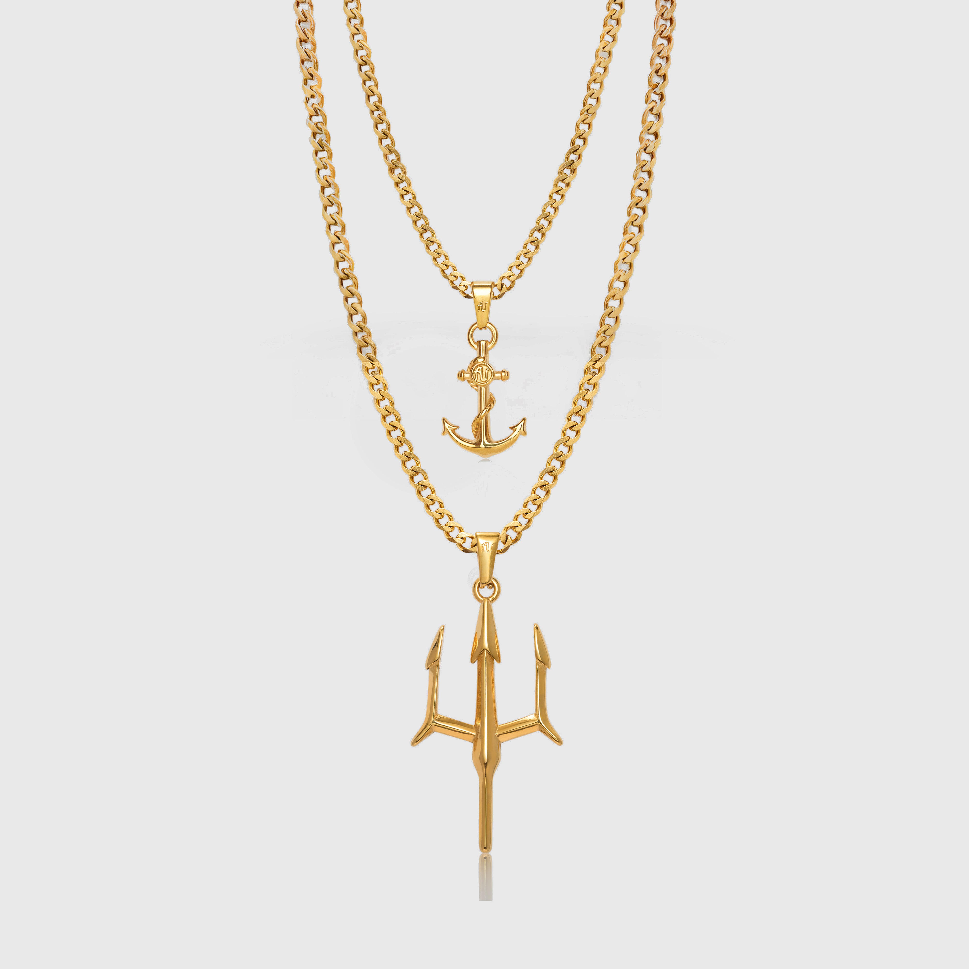 Gold Trident Necklace Gold Anchor Necklace