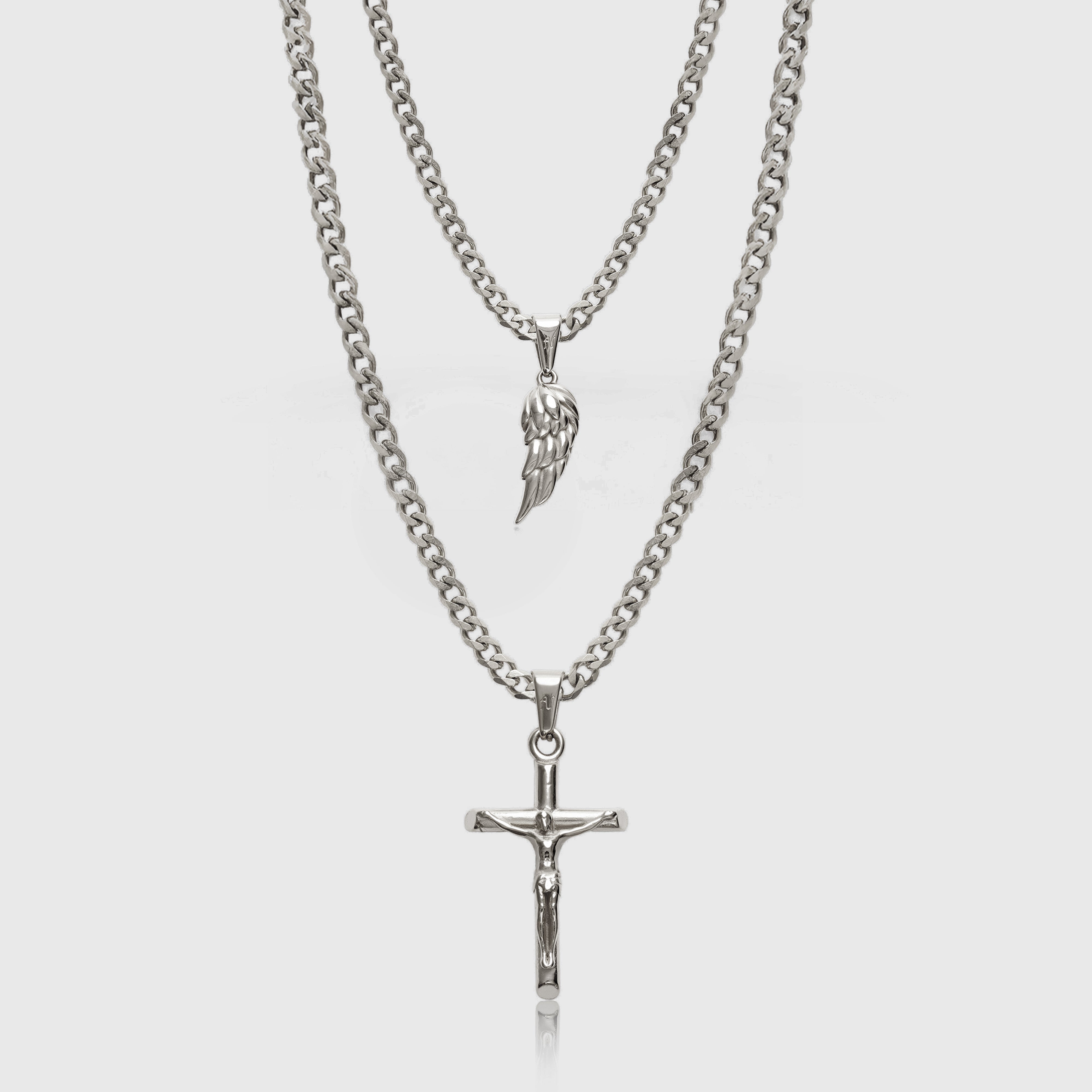 Silver Cross Silver Wing Necklace