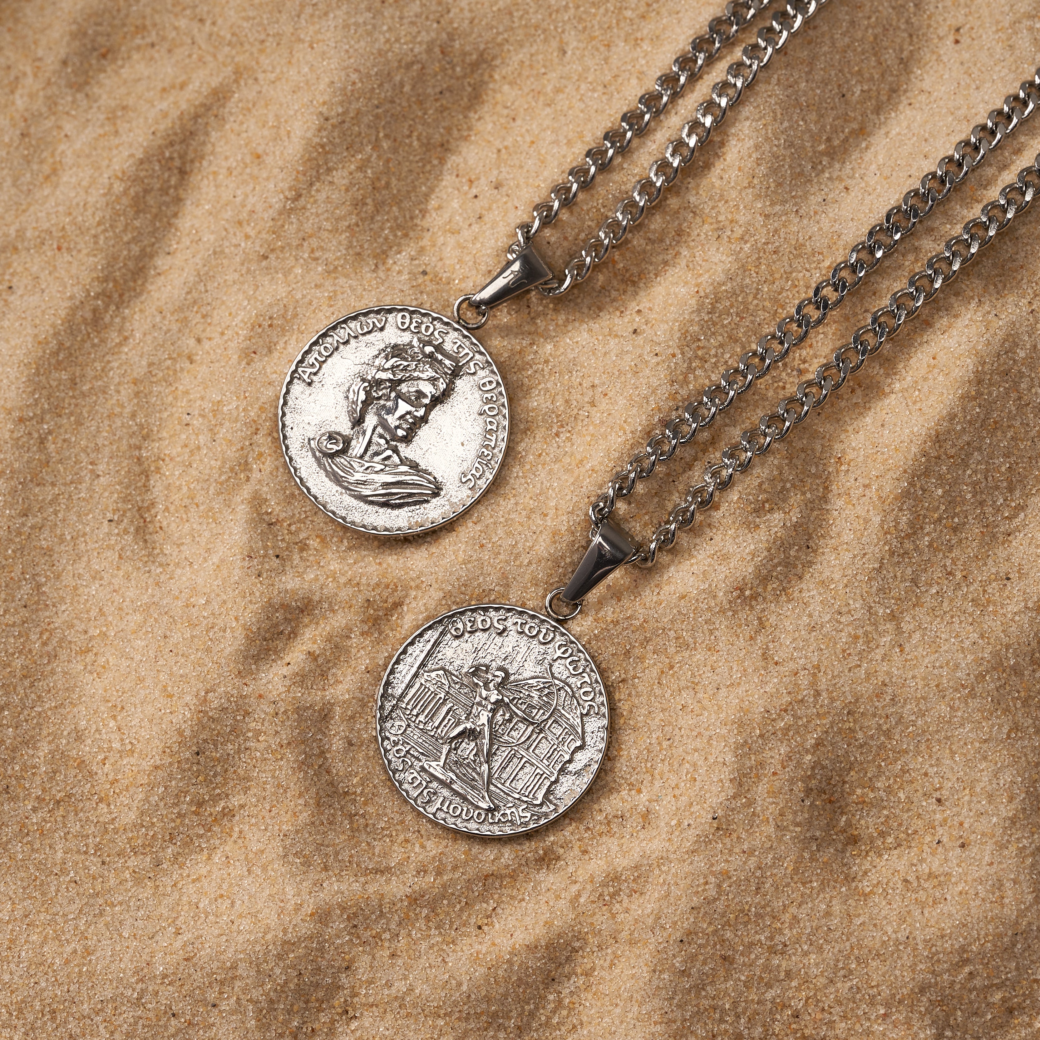 Apollo Double Sided Coin Pendant - Silver