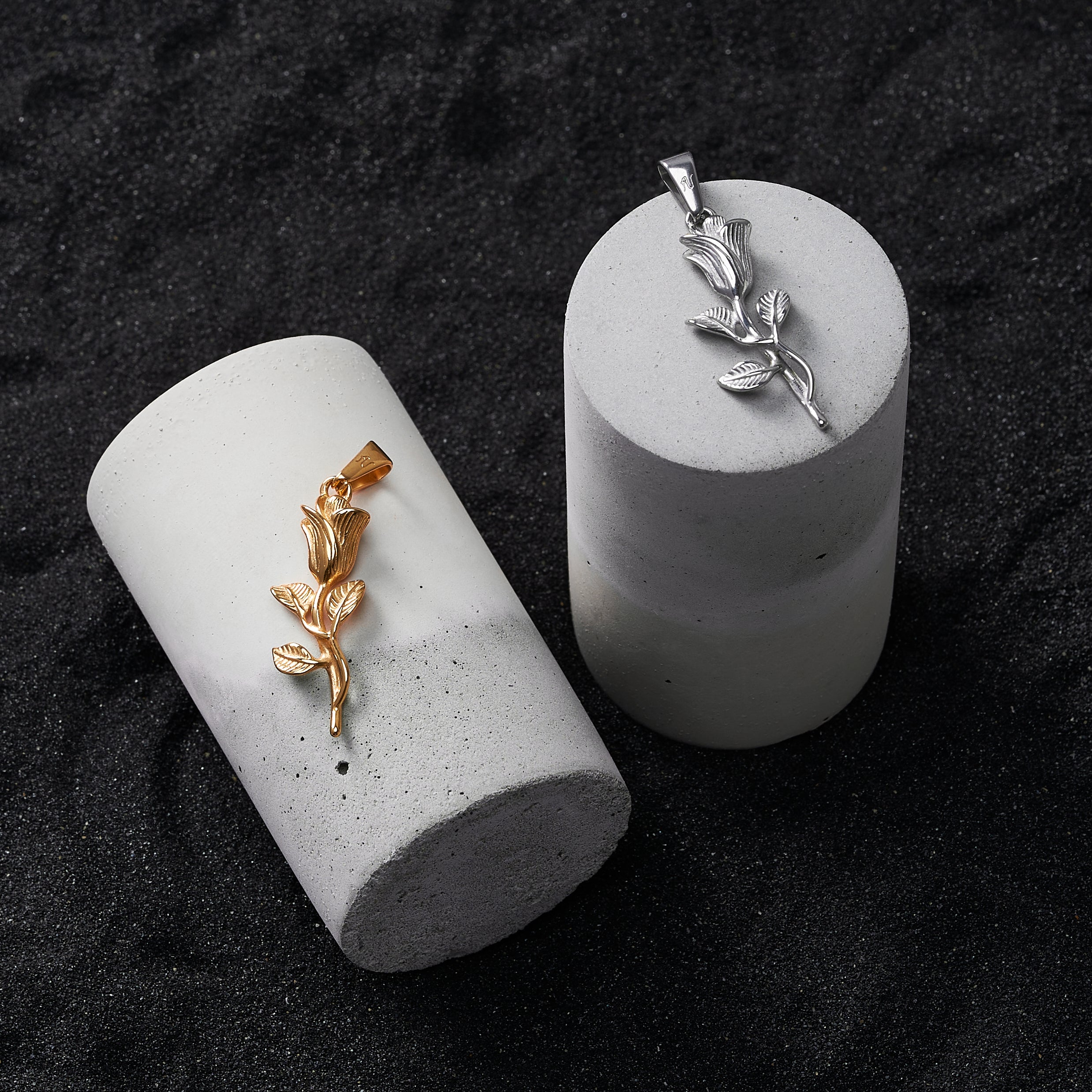 silver rose necklace