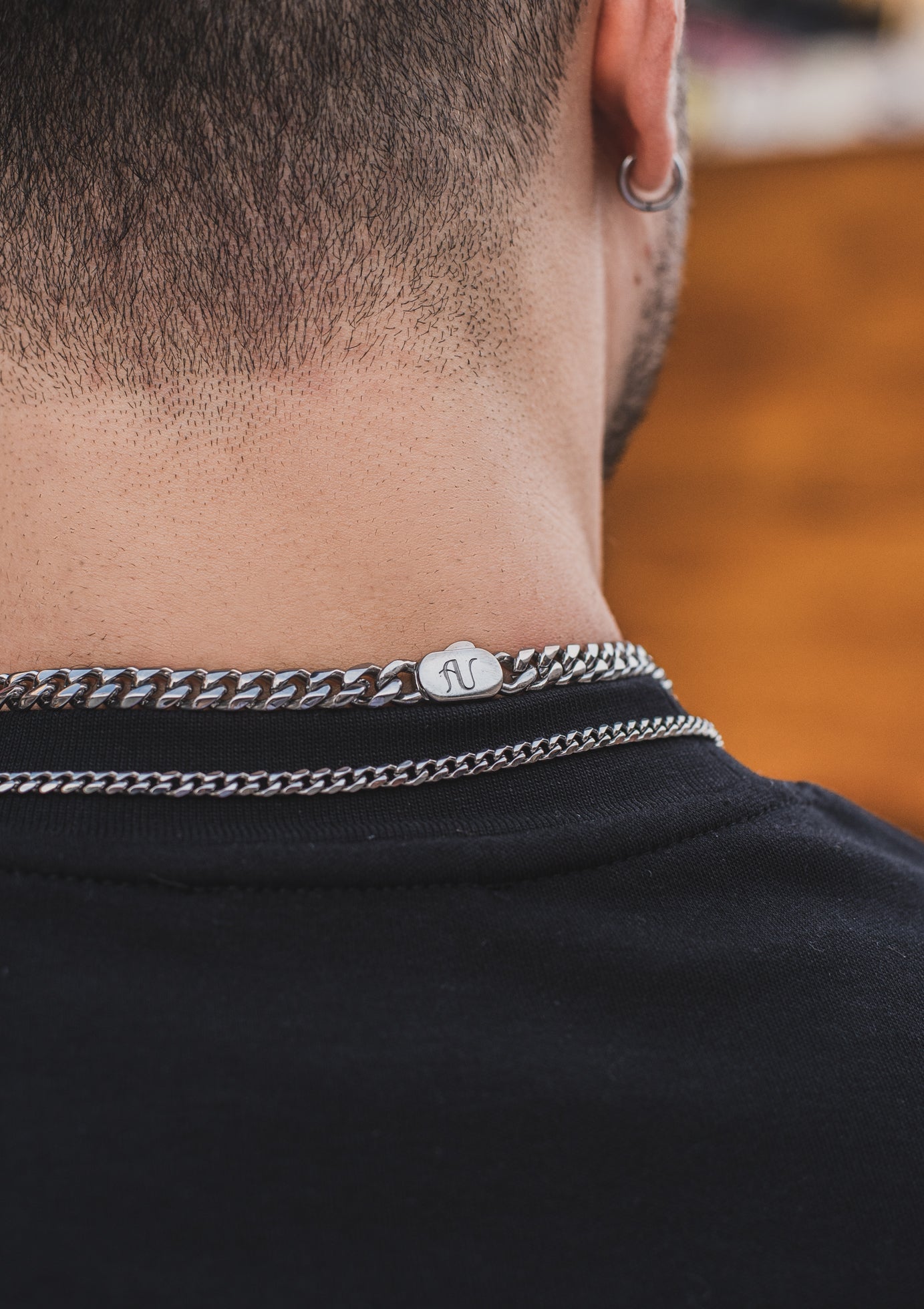 Silver Cuban Link Chain and Bracelet Set
