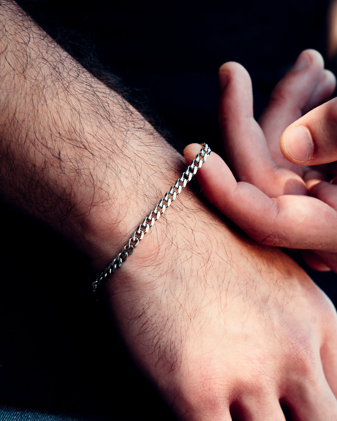 Silver Cuban Link Necklace Bracelet Men's Jewellery