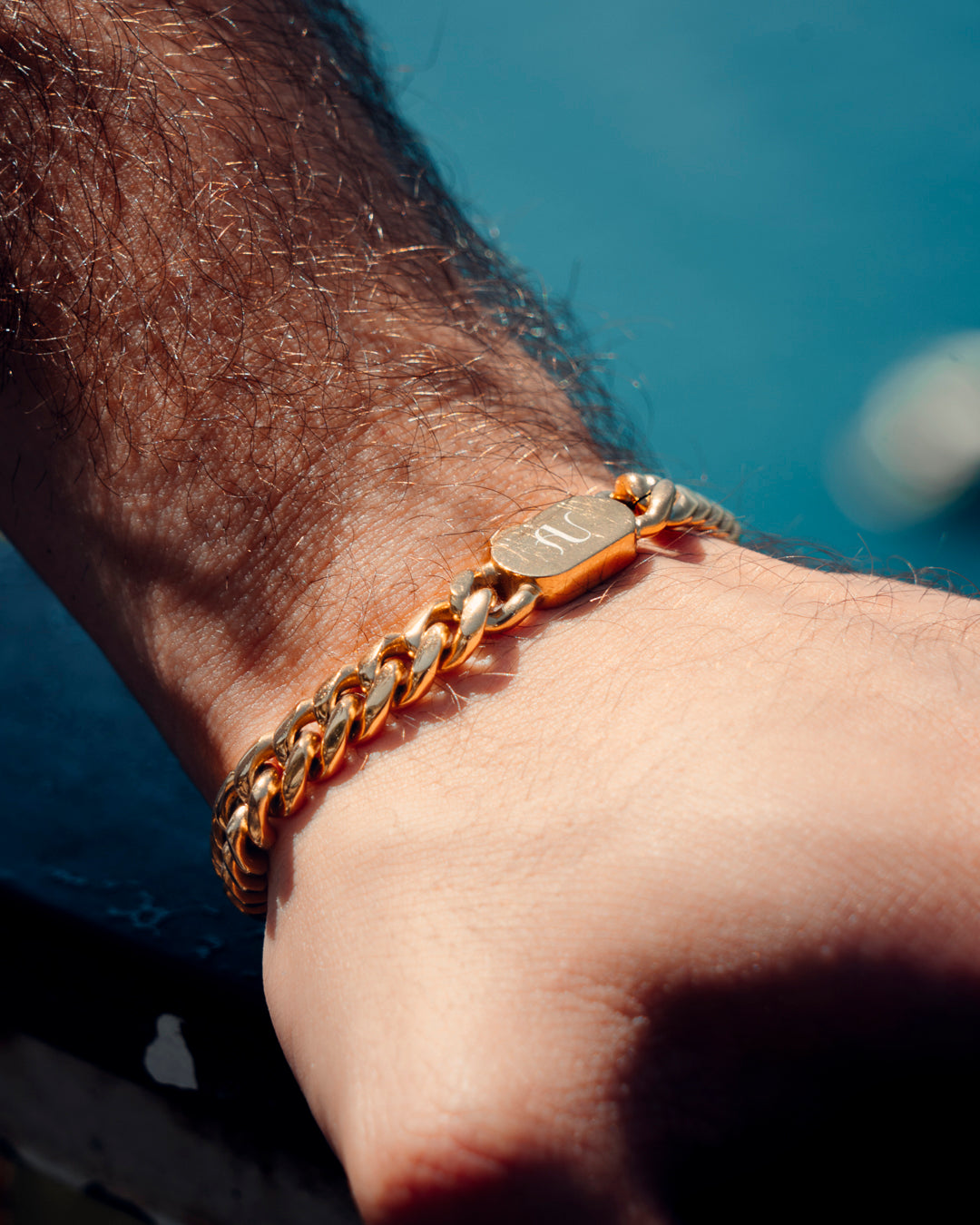 Gold Cuban Link Chain and Bracelet Set