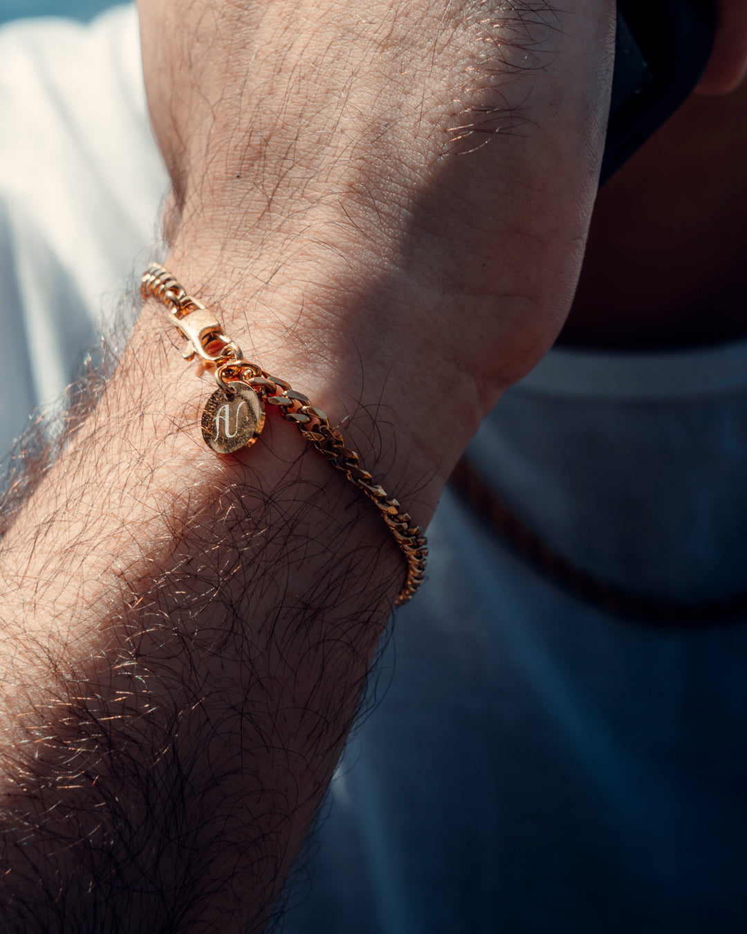 Gold Cuban Link Chain and Bracelet Set