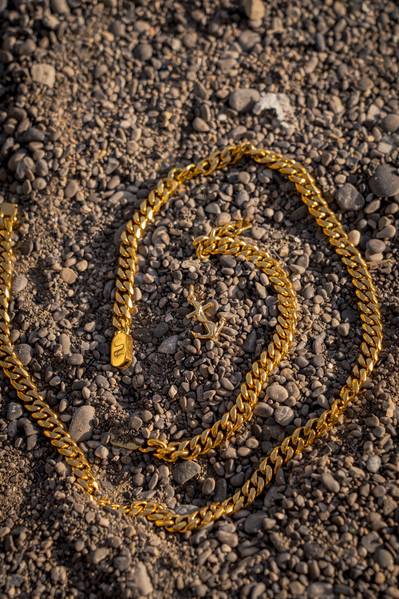 Gold Cuban Link Chain and Bracelet Set