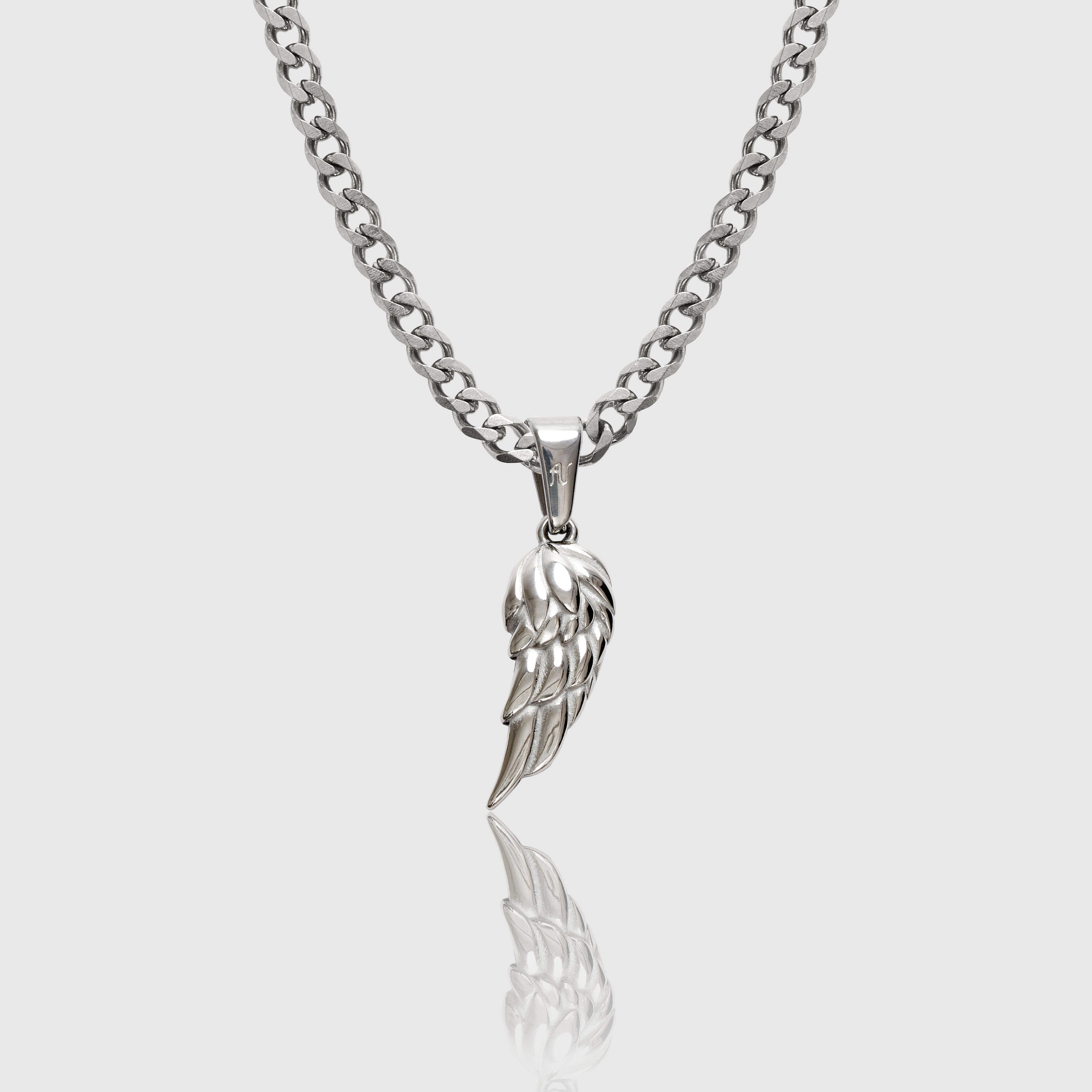 Silver deals wing necklace