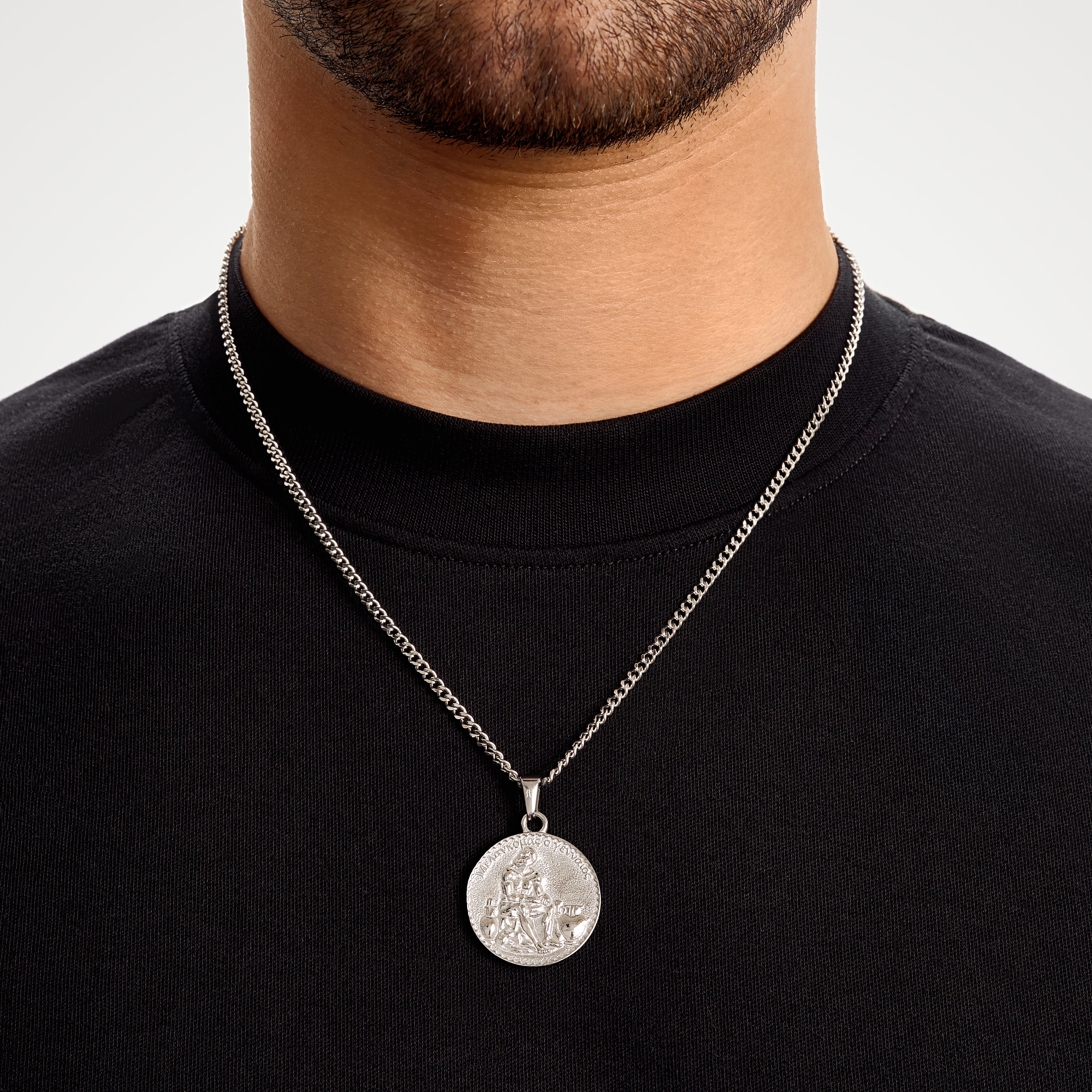 Silver Greek Boxer Pendant Necklace Apollo Untold Men's Jewellery