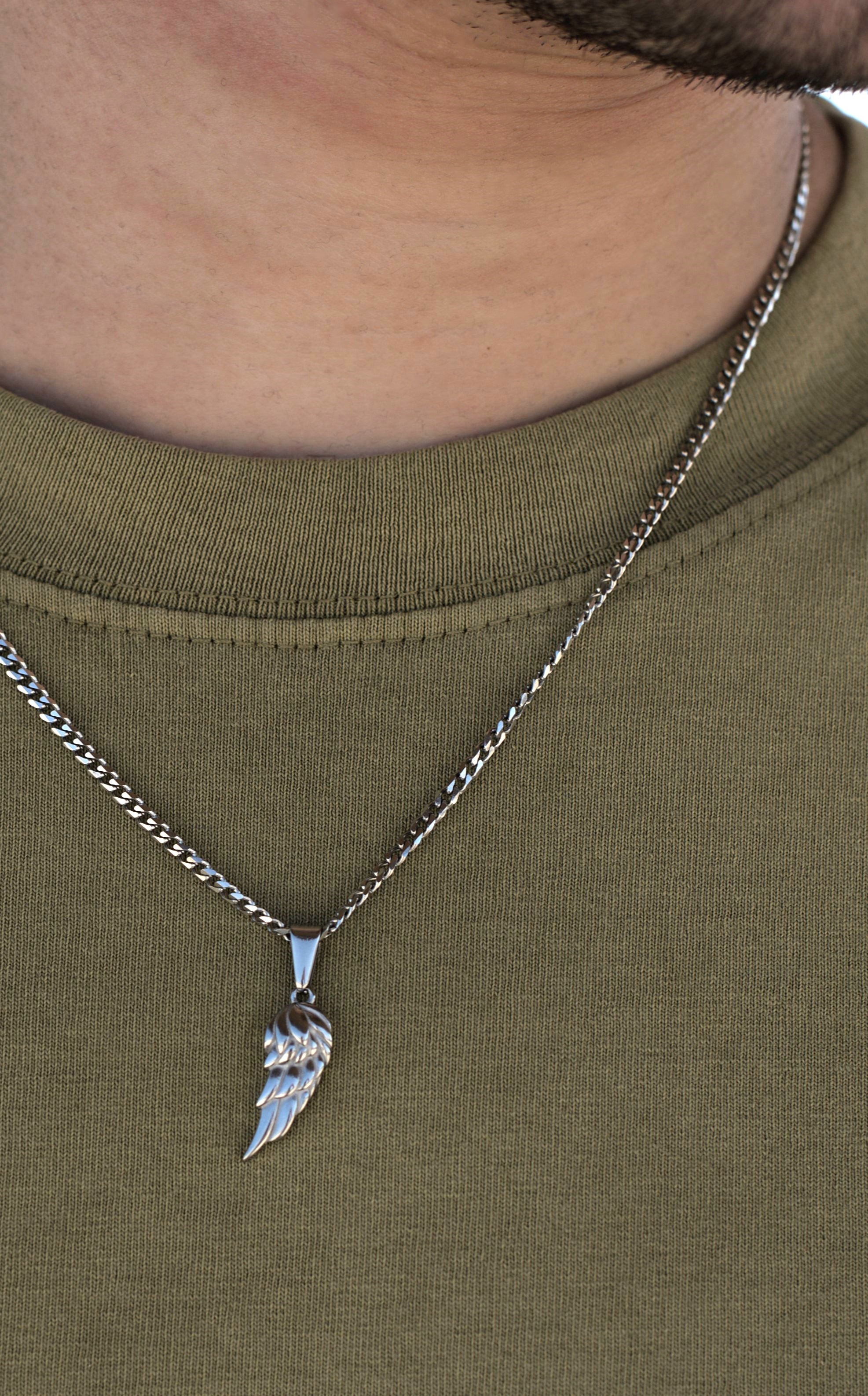 silver angel wing necklace