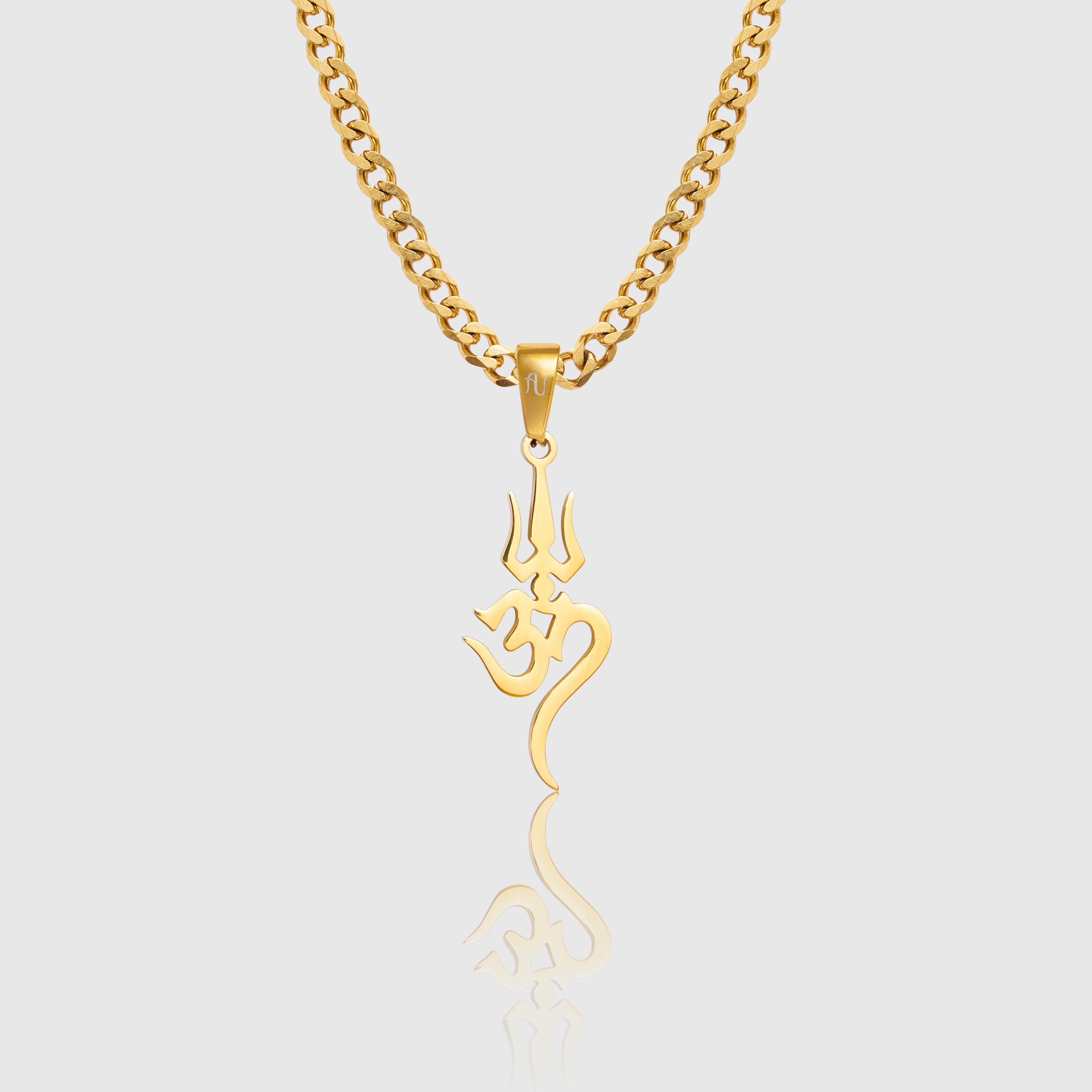 Gold Om Trishal Hindu Necklace