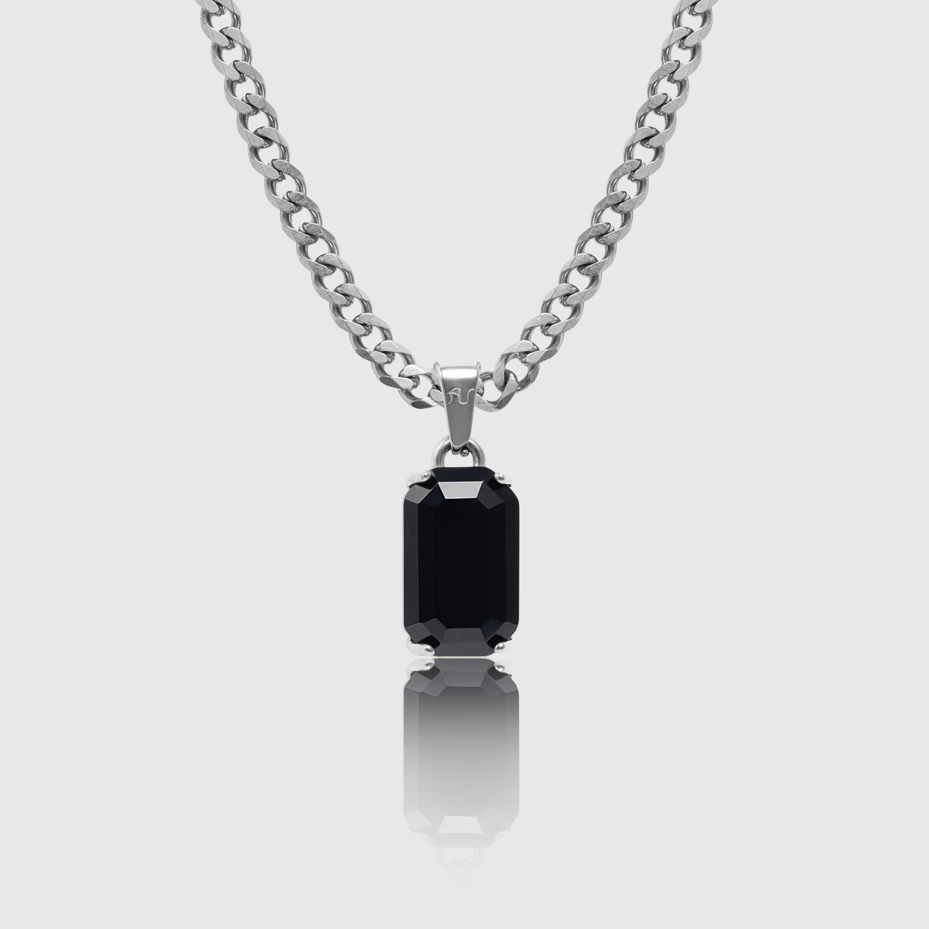 Silver Black Onyx Necklace