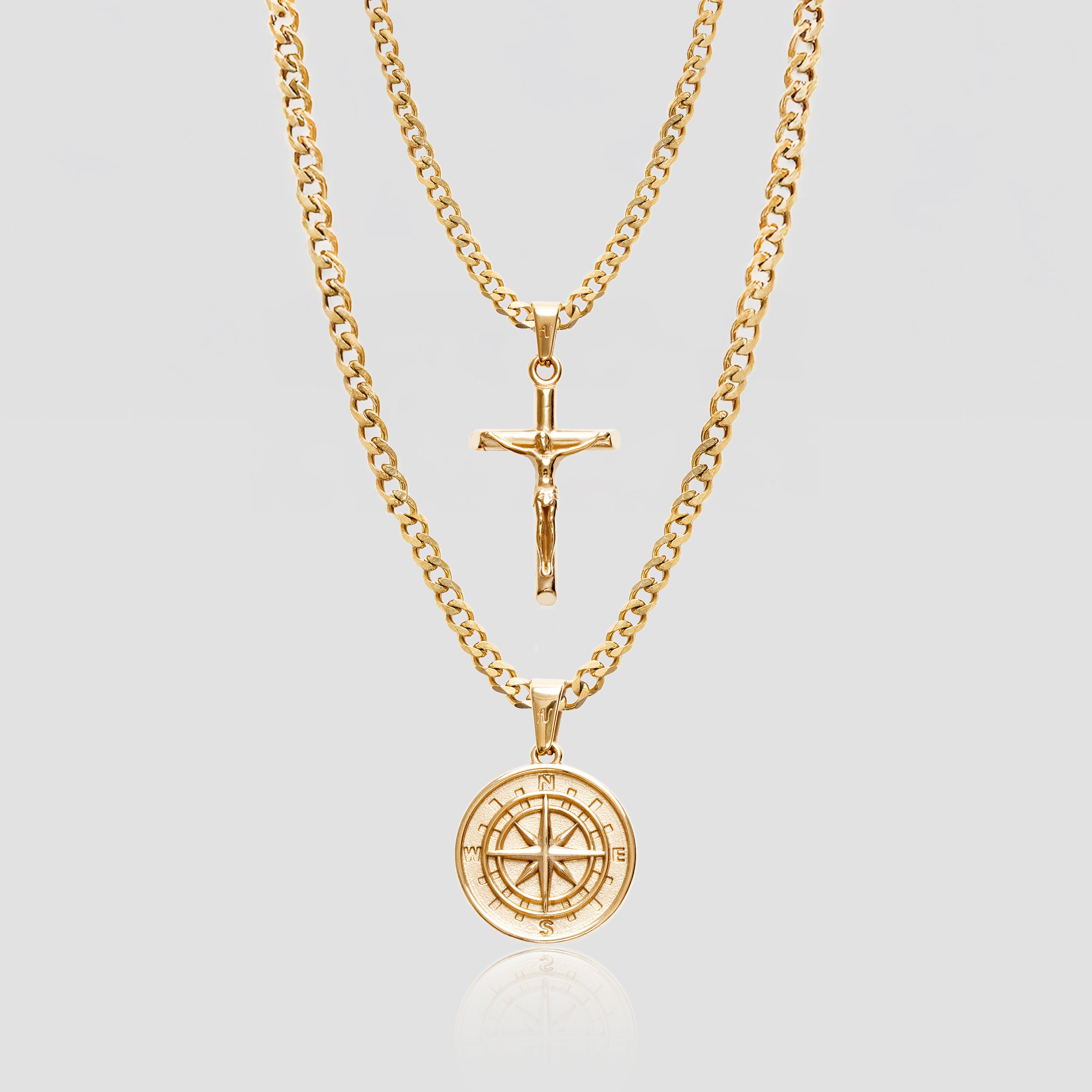 Gold Cross Necklace Gold Compass Necklace