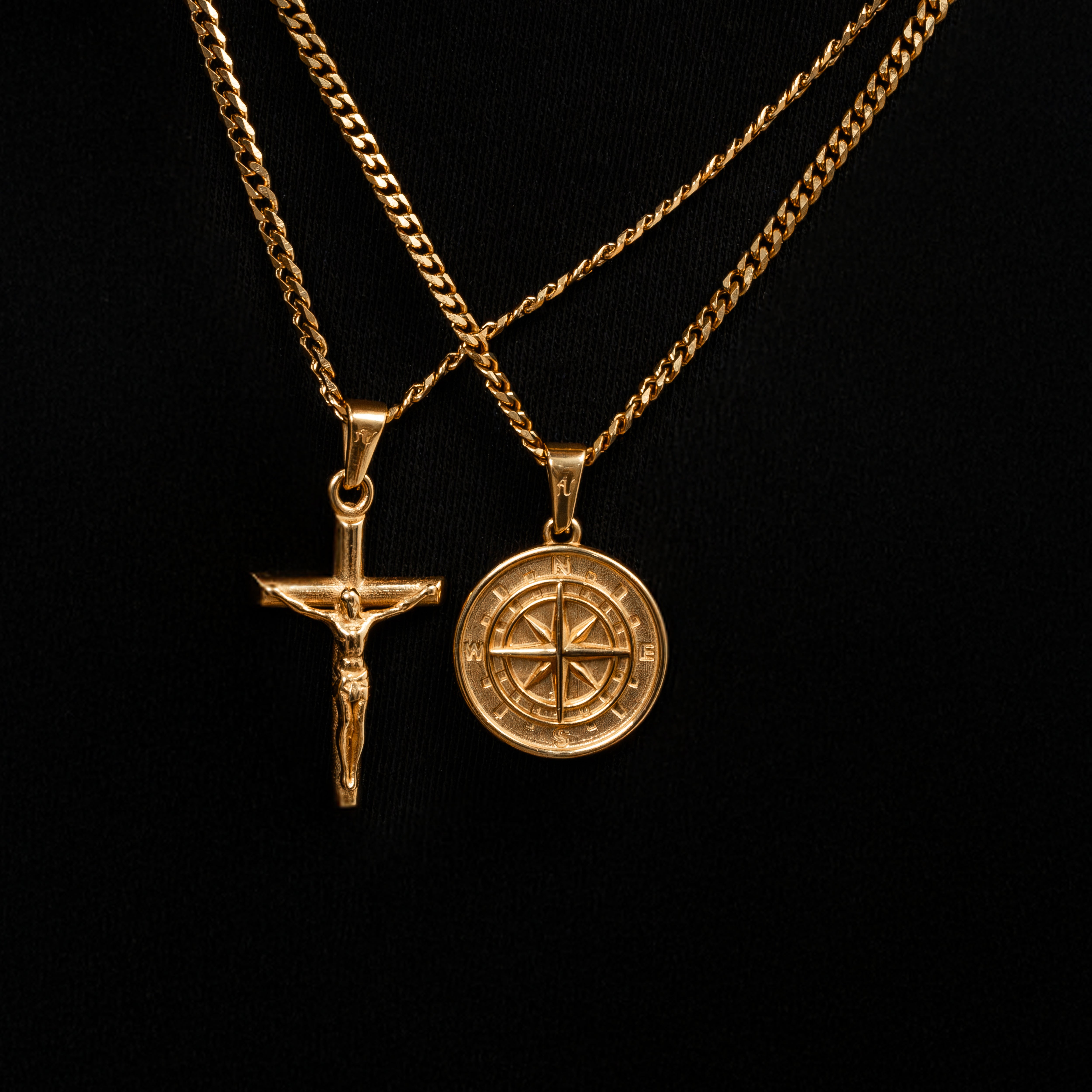 Gold Cross Necklace Gold Compass Necklace