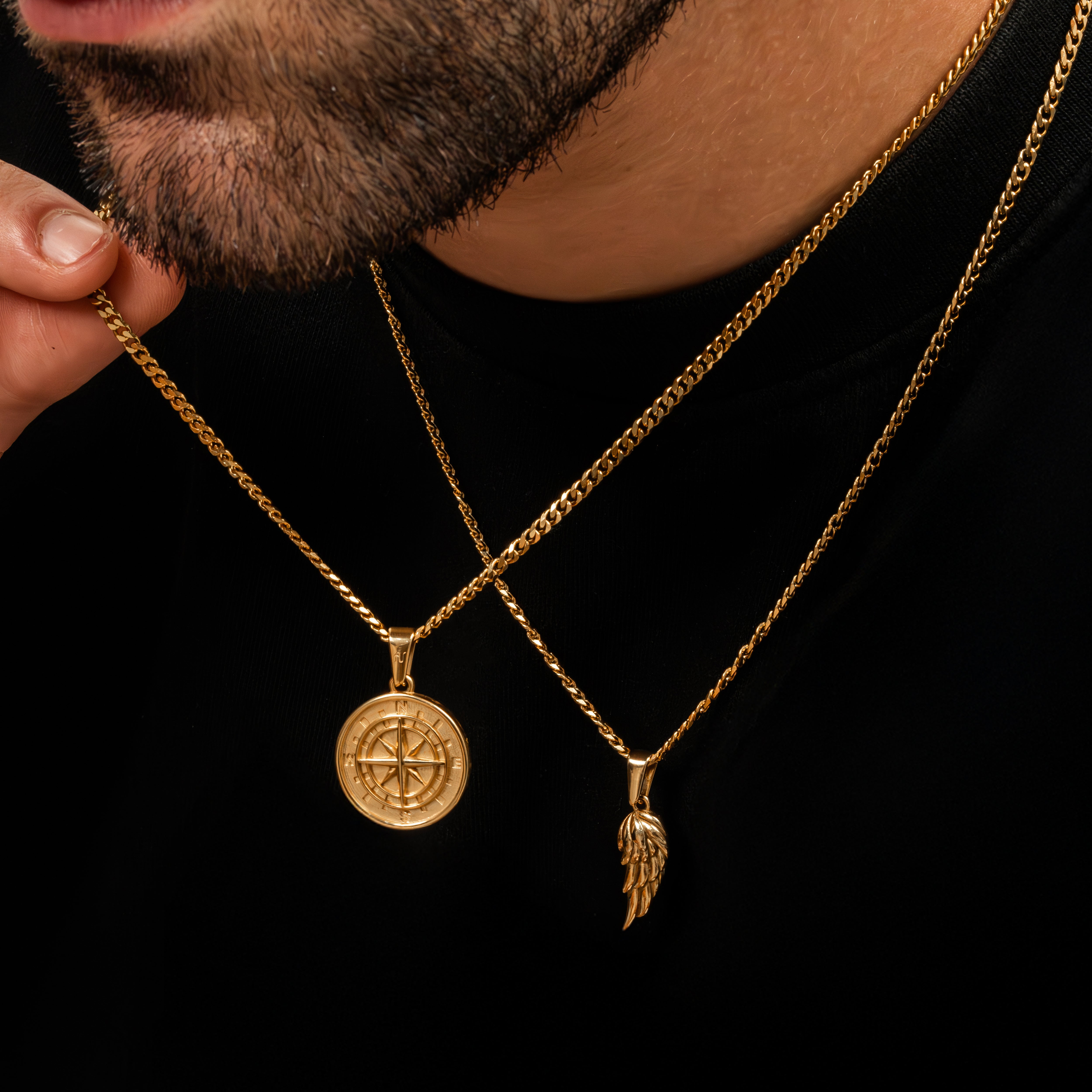 Gold Compass Necklace Gold Wing Necklace