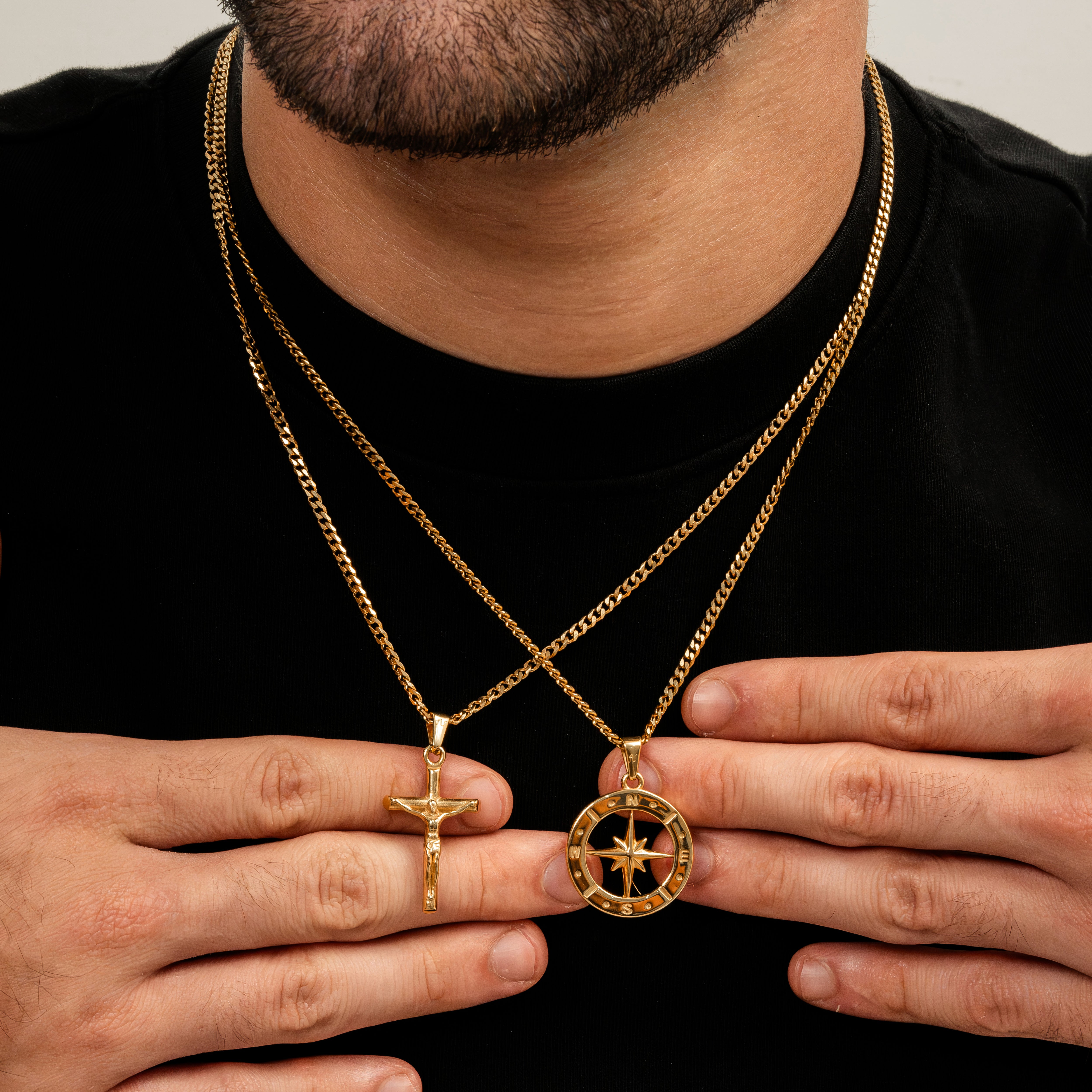 Gold Cross Necklace Gold North Star Necklace