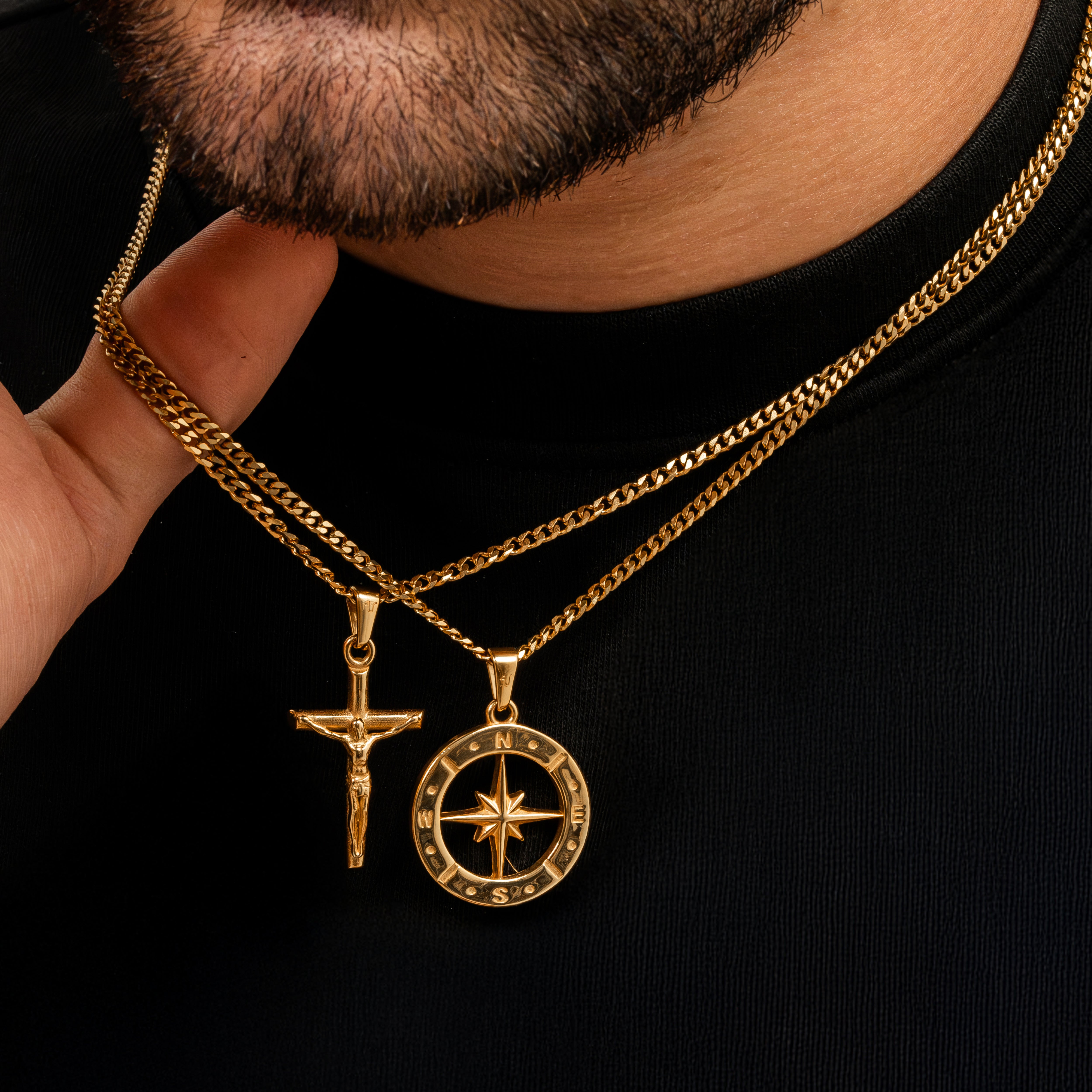 Gold Cross Necklace Gold North Star Necklace