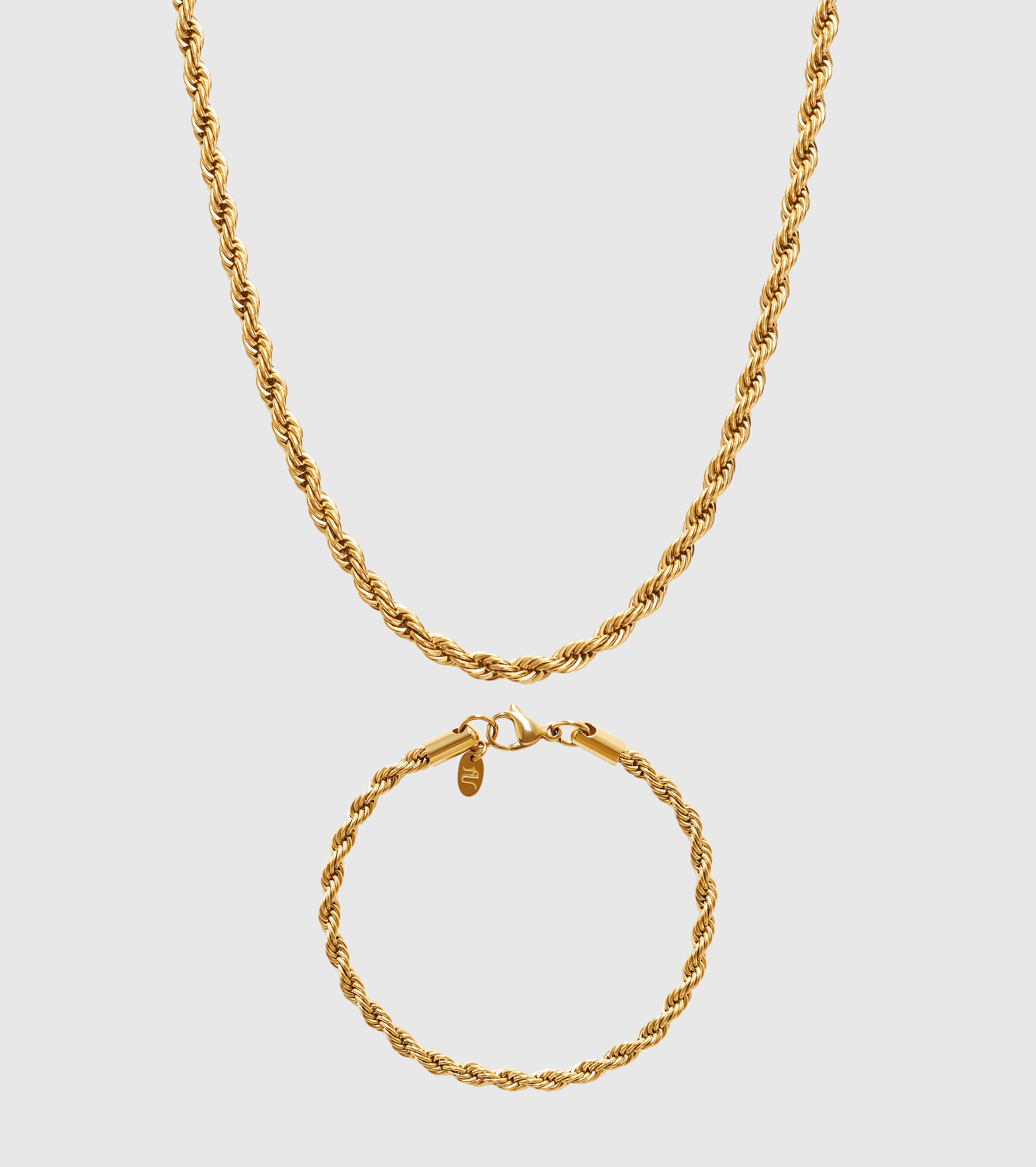 Sada zlatého řetízku a náramku - 4 mm