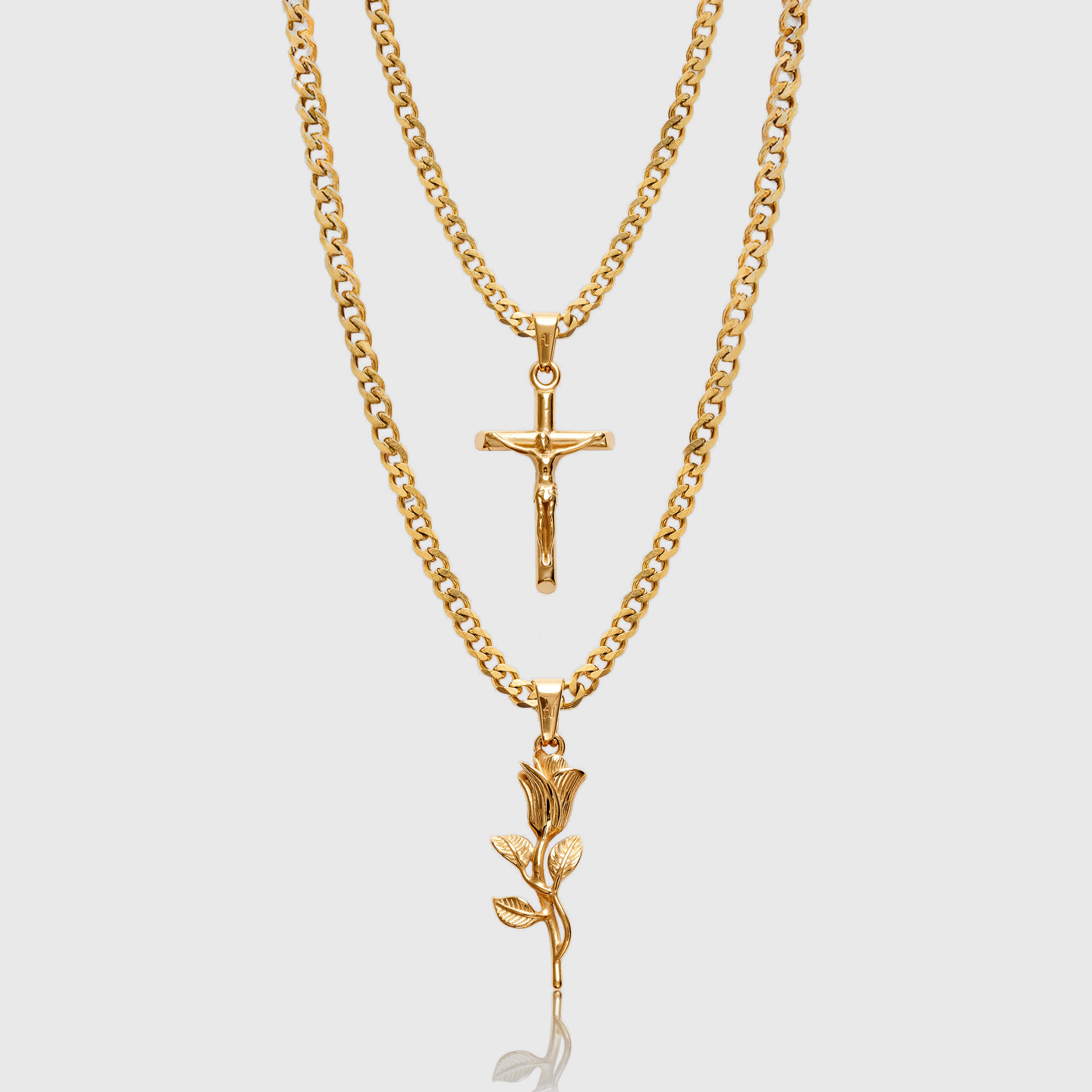 Gold Rose Necklace Gold Cross Necklace