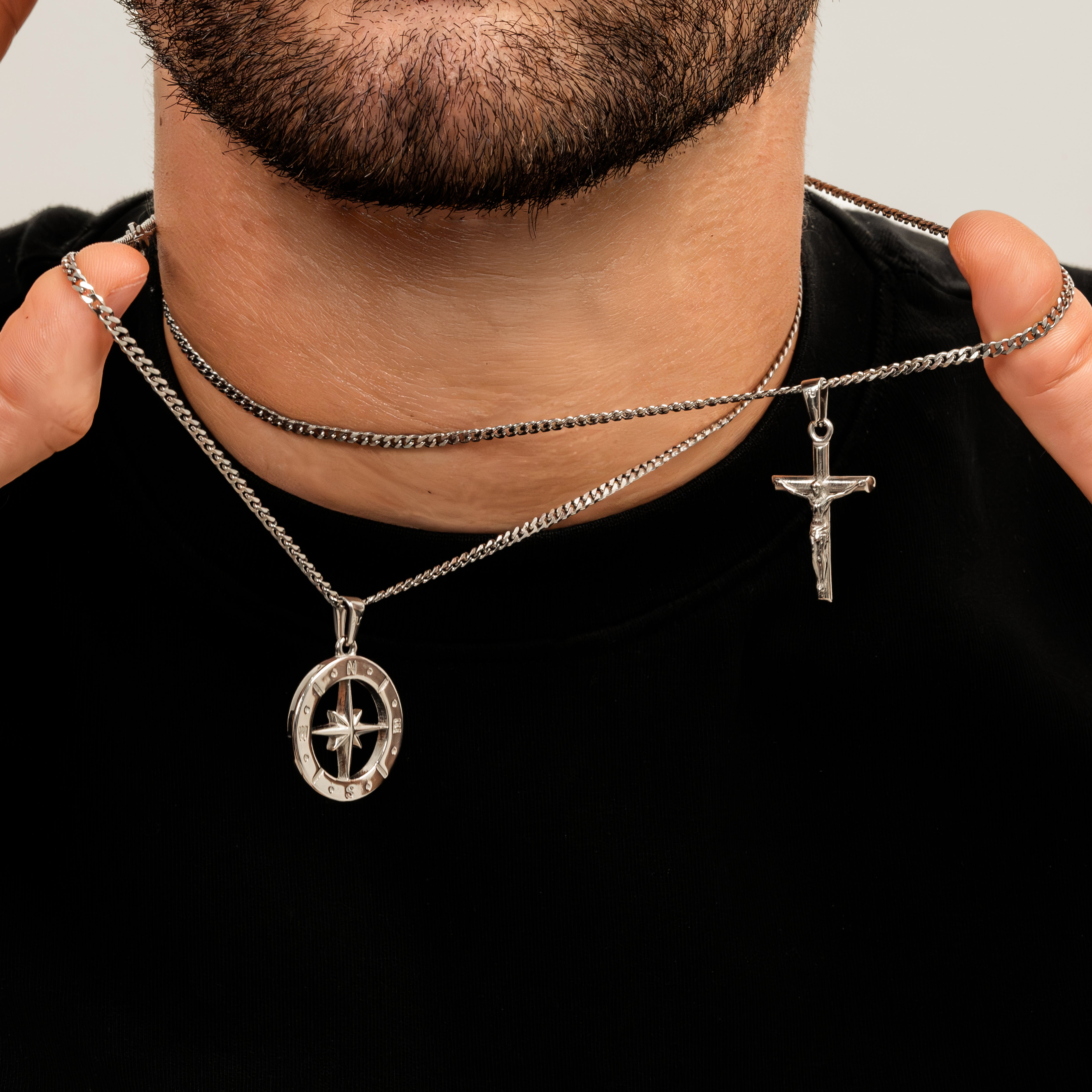 Silver North Star Necklace Silver Cross Necklace