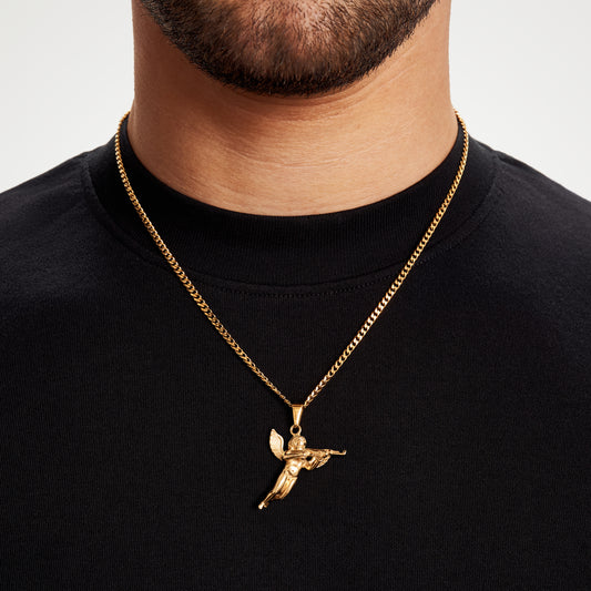 Gold Cupid Pendant Necklace Men's Jewellery Apollo Untold 