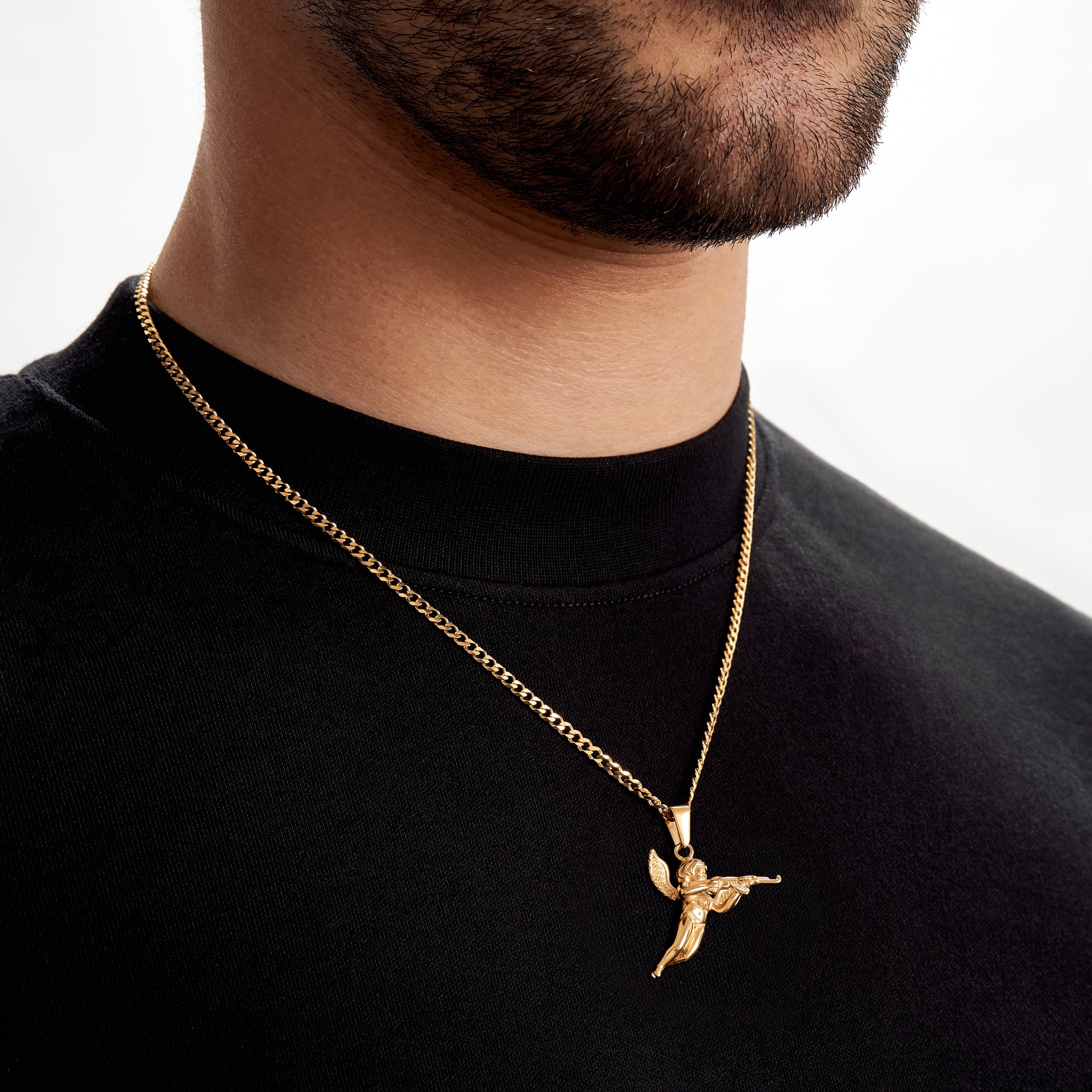 Gold Cupid Pendant Necklace Men's Jewellery Apollo Untold 