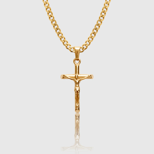 Gold Crucifix Pendant Necklace Men's Jewellery