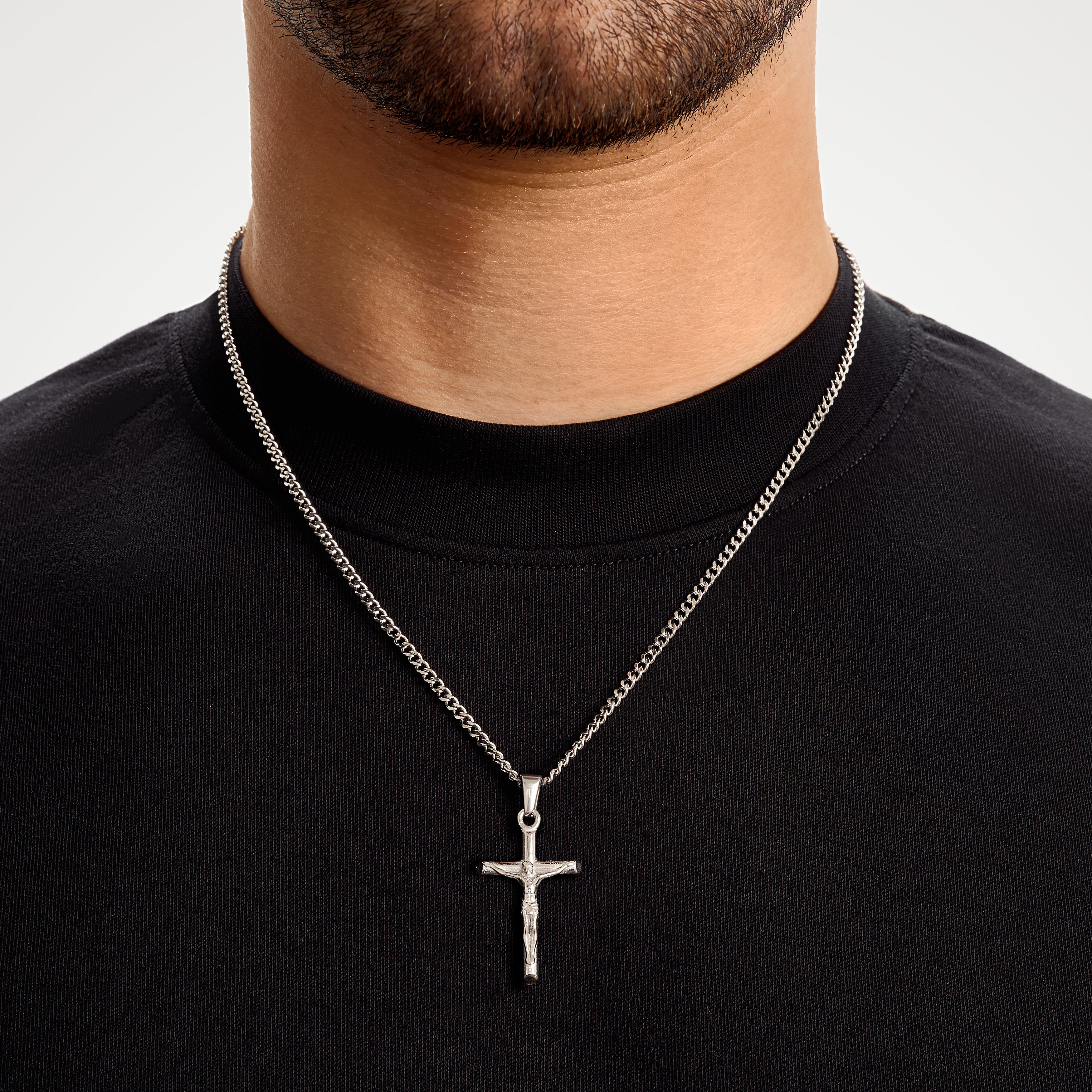 Mens on sale silver crucifix