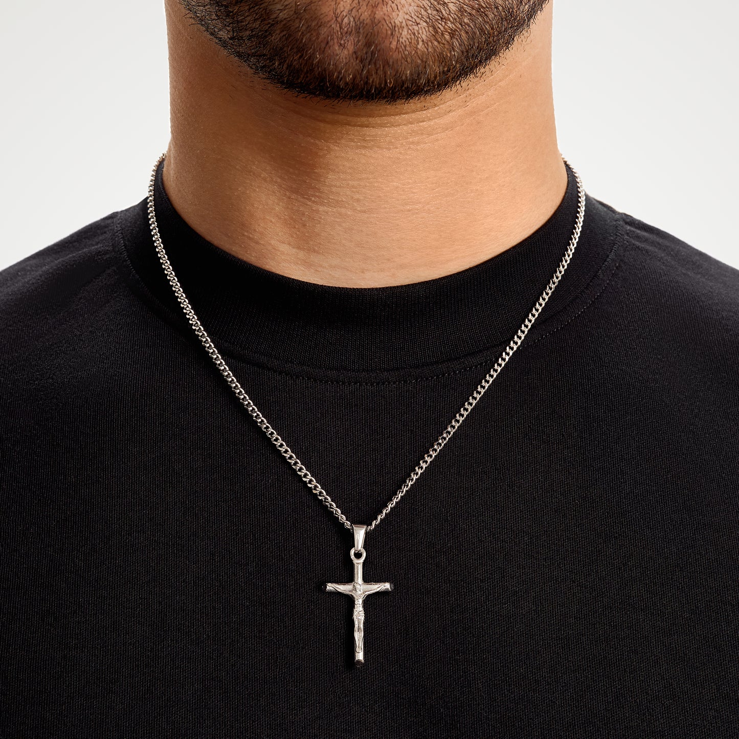 silver crucifix necklace men's pendant jewellery