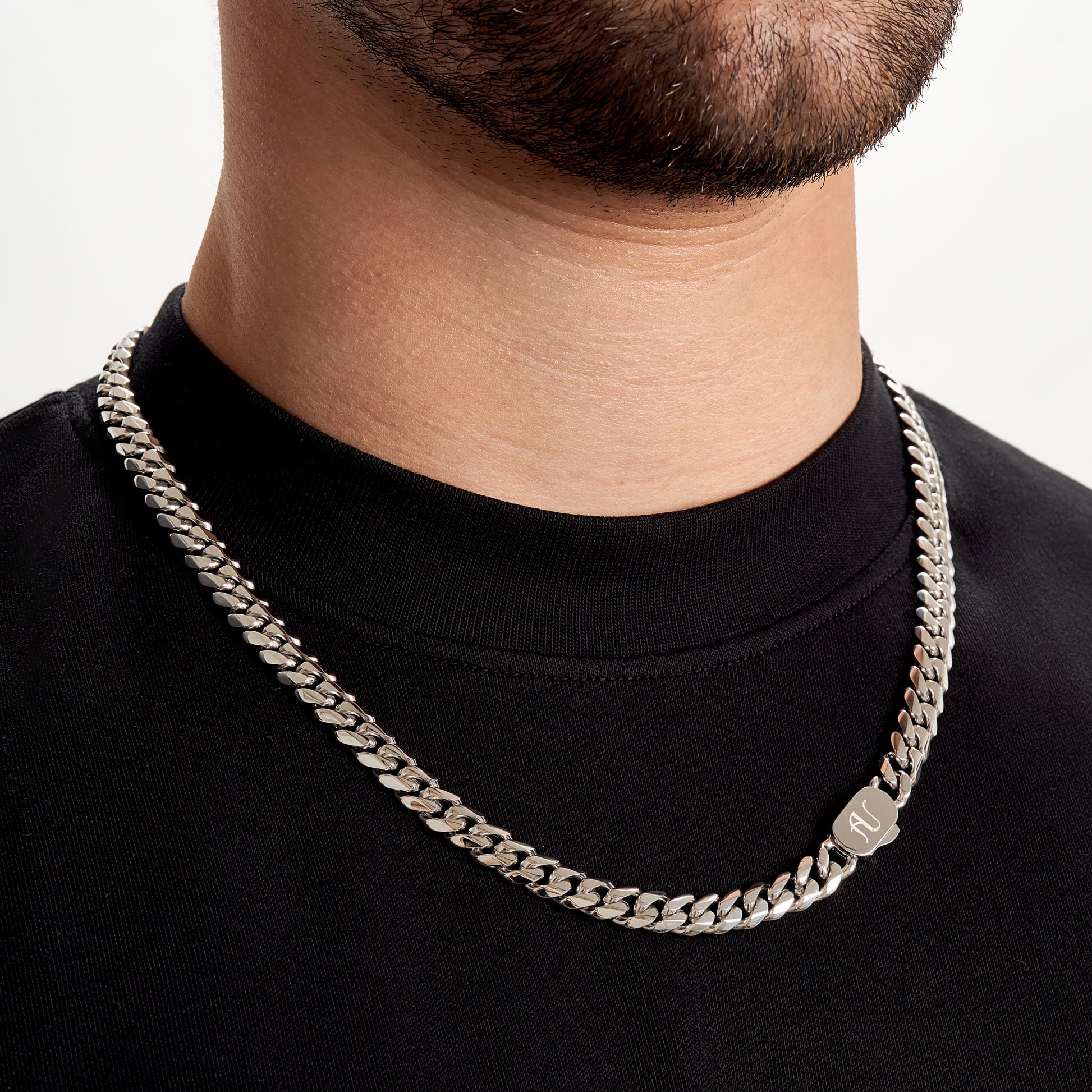 mens silver chains silver cuban link chain