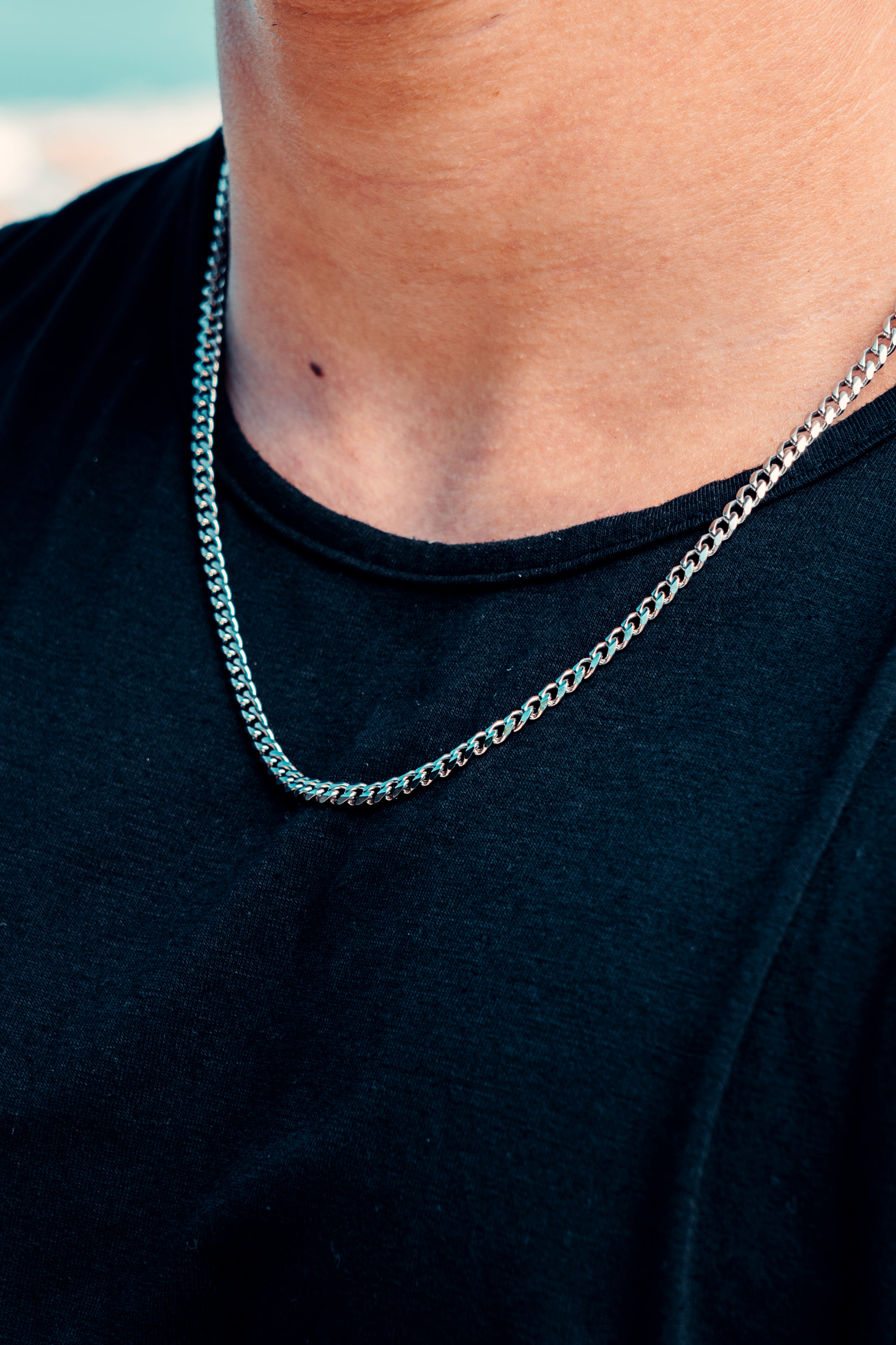mens silver chains silver cuban link chain