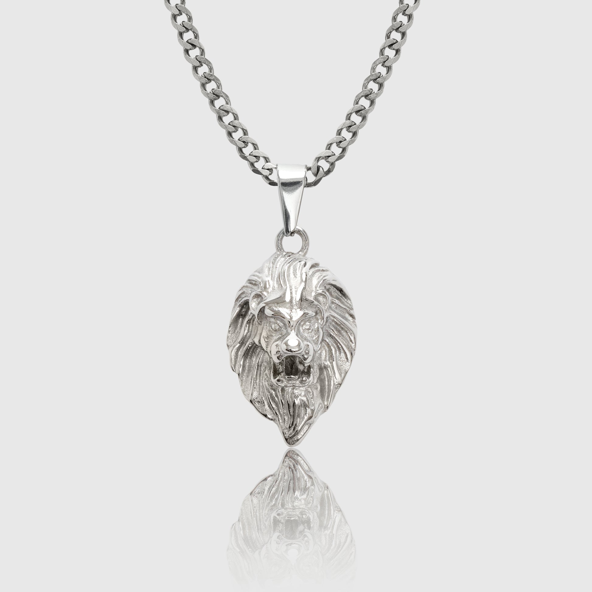 Silver Lion Pendant Necklace Men's Jewellery Apollo Untold