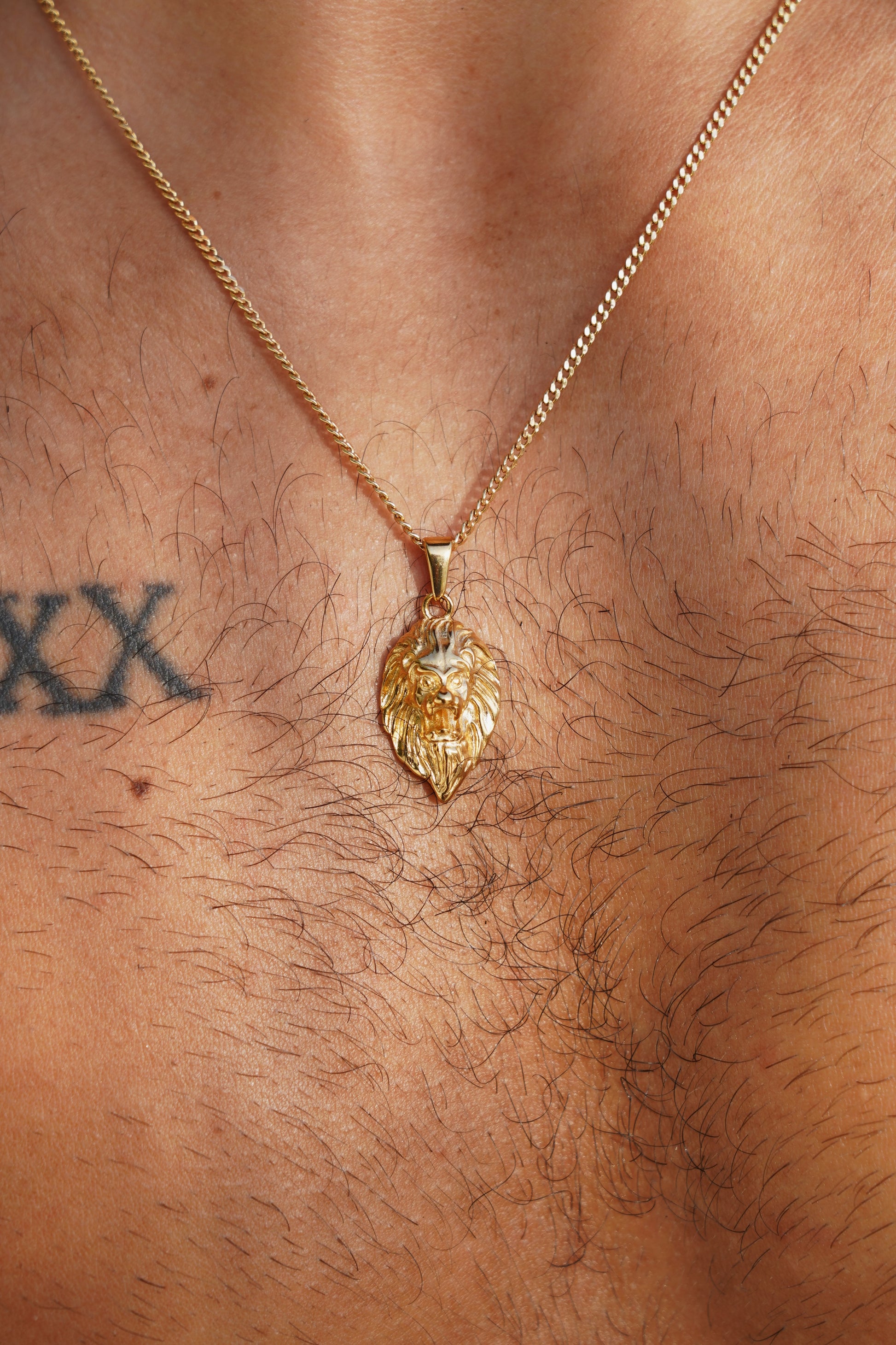 Gold Lion Pendant Necklace Men's Jewellery Apollo Untold