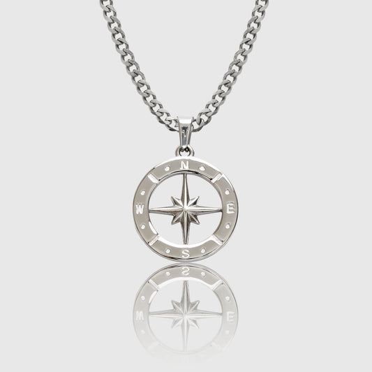 Silver North Star Pendant Necklace Men's Jewellery Apollo Untold