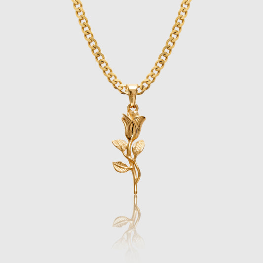 Gold Rose Pendant Necklace Men's Jewellery