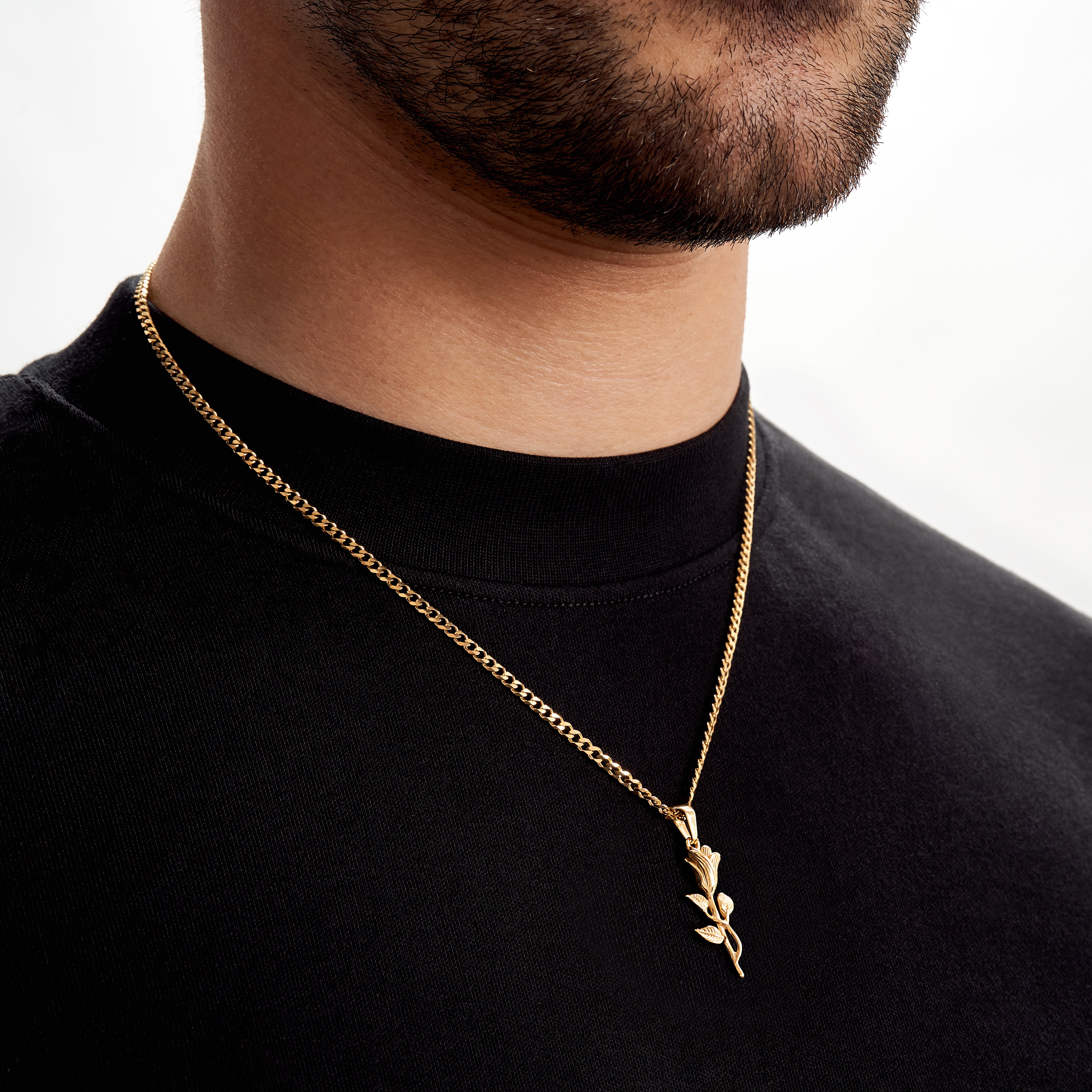 Mens rose gold necklace deals with pendant