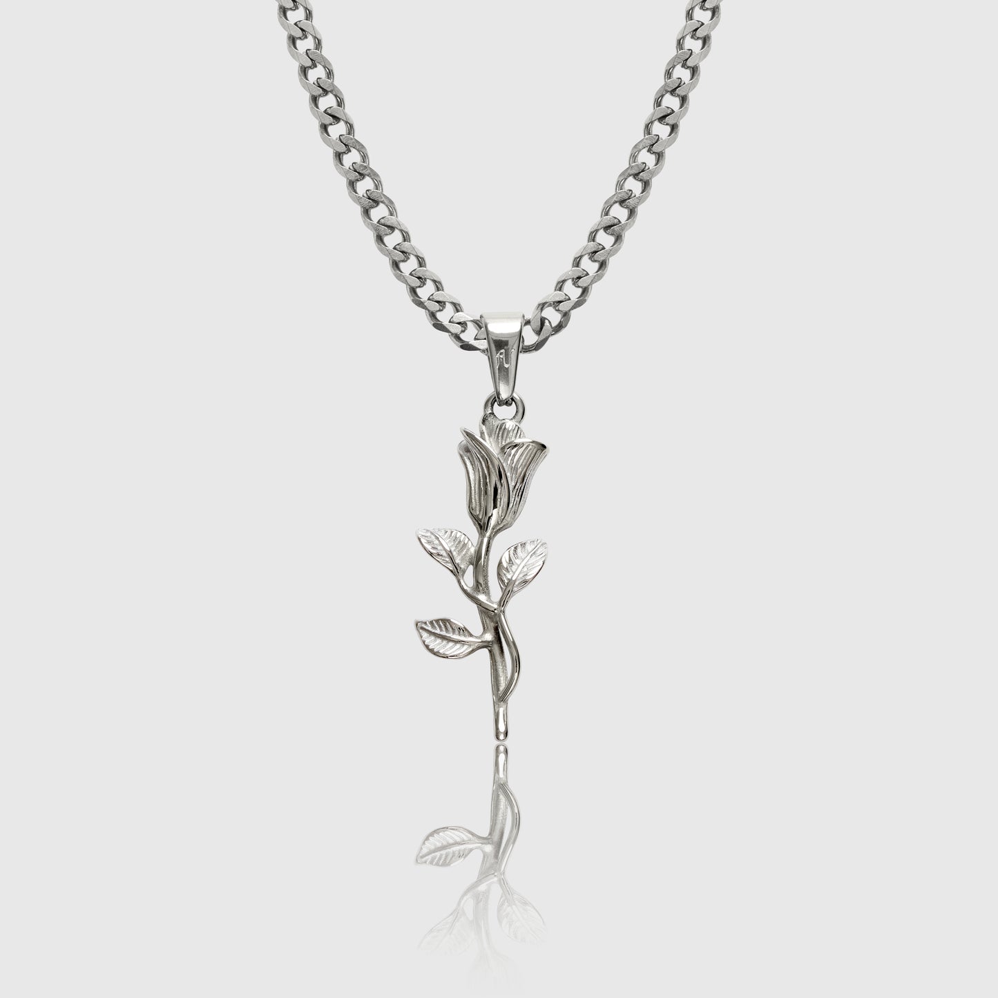 Silver Rose Pendant Necklace Men's Jewellery