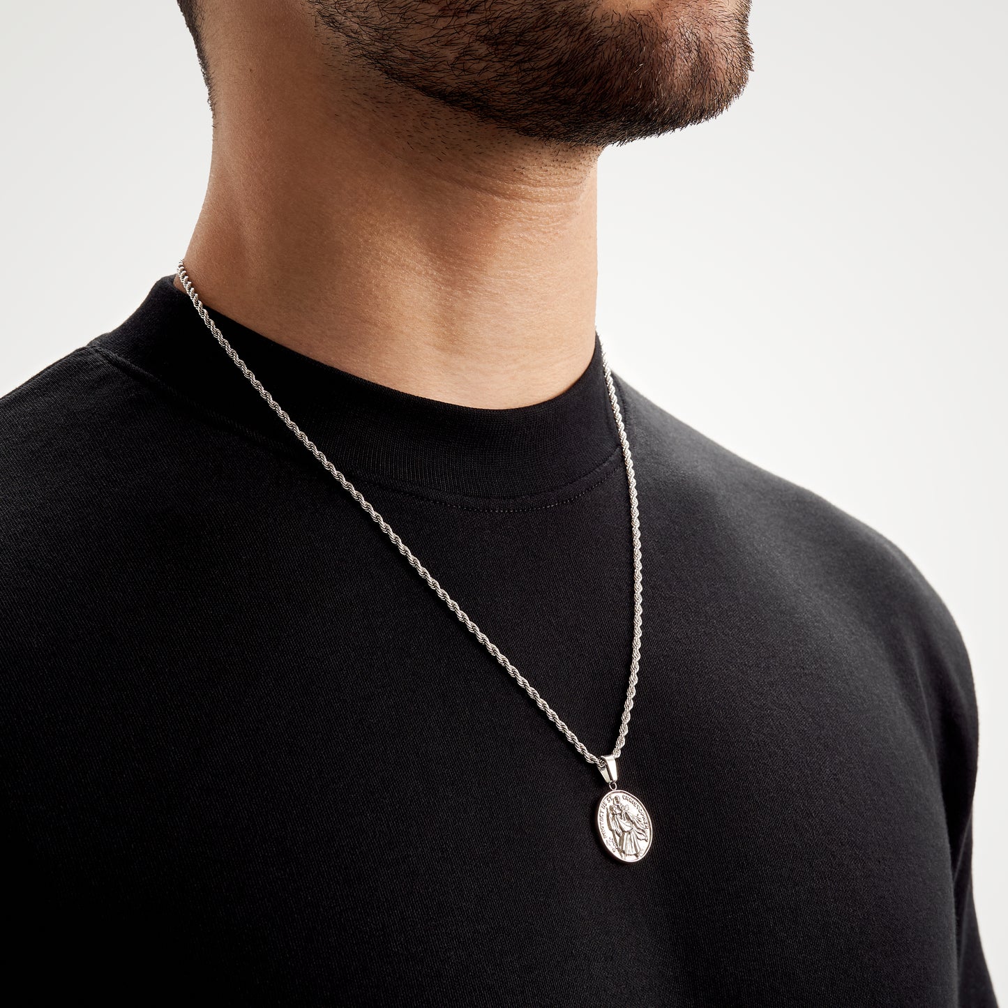 Silver Engraved saint christopher jewellery pendant necklace men's jewellery Apollo Untold