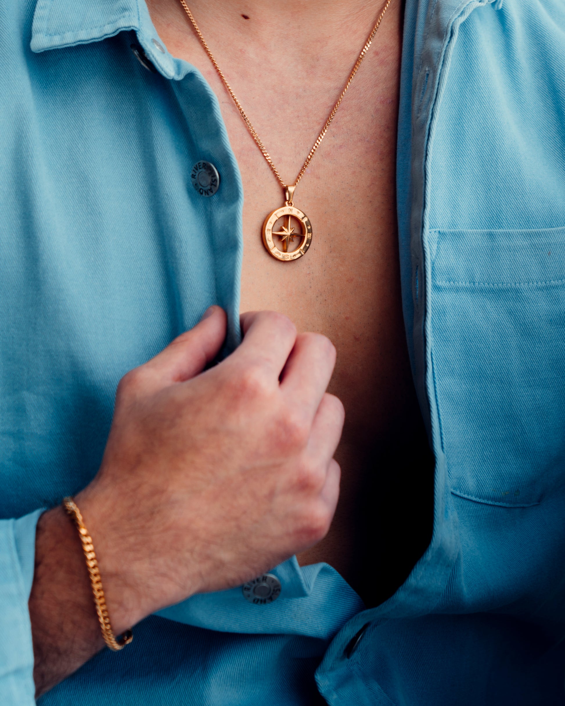Gold North Star Pendant Necklace Men's Jewellery Apollo Untold